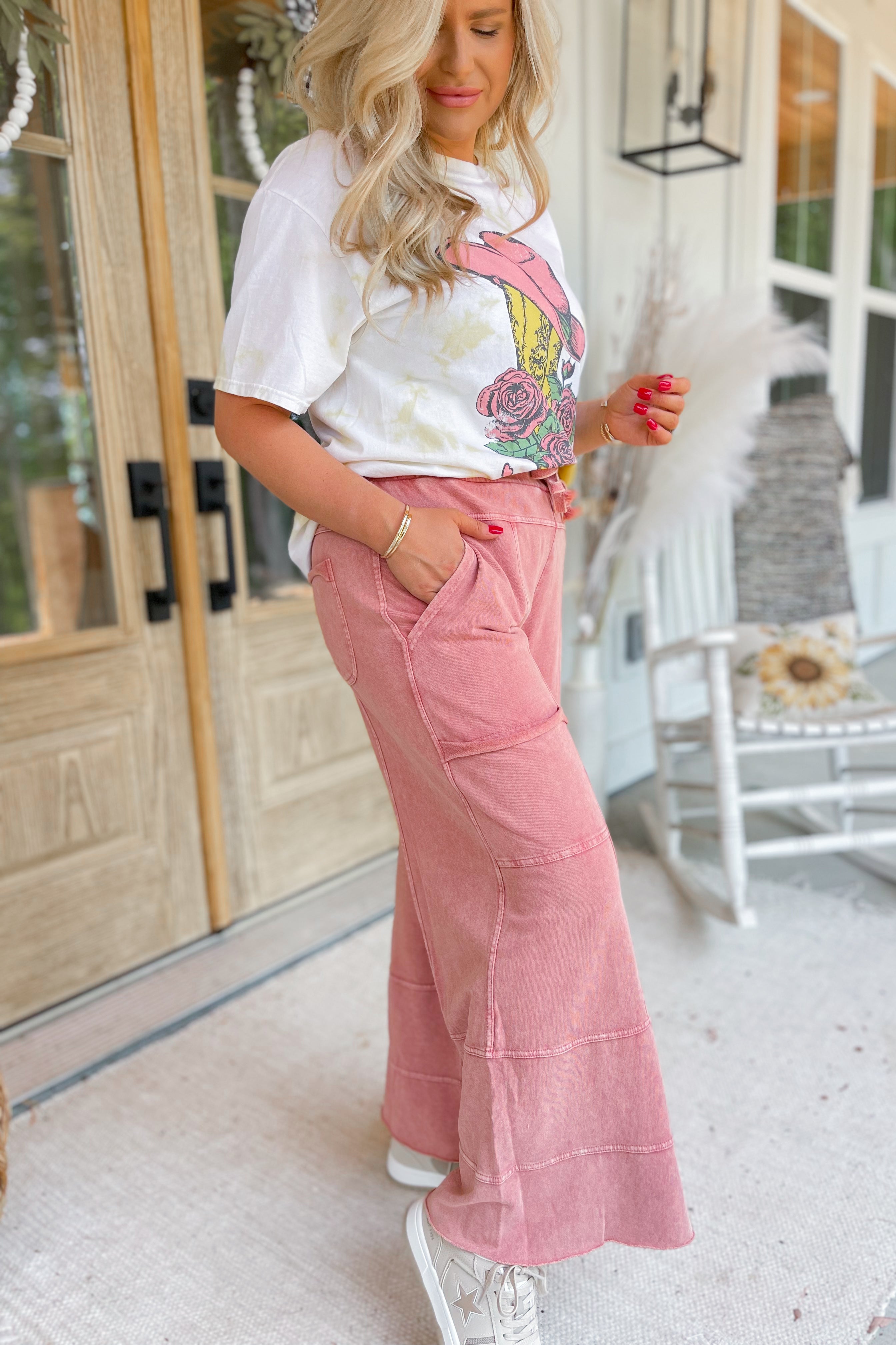 Bradley Mineral Washed Terry Knit Wide Leg Pants - Be You Boutique