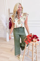 Hayley Floral Split Neck Top - Be You Boutique