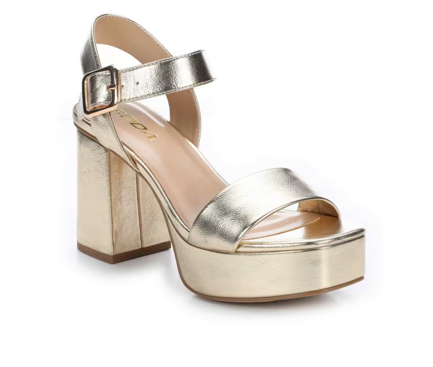 Macey Gold Matte Block Heel - Be You Boutique