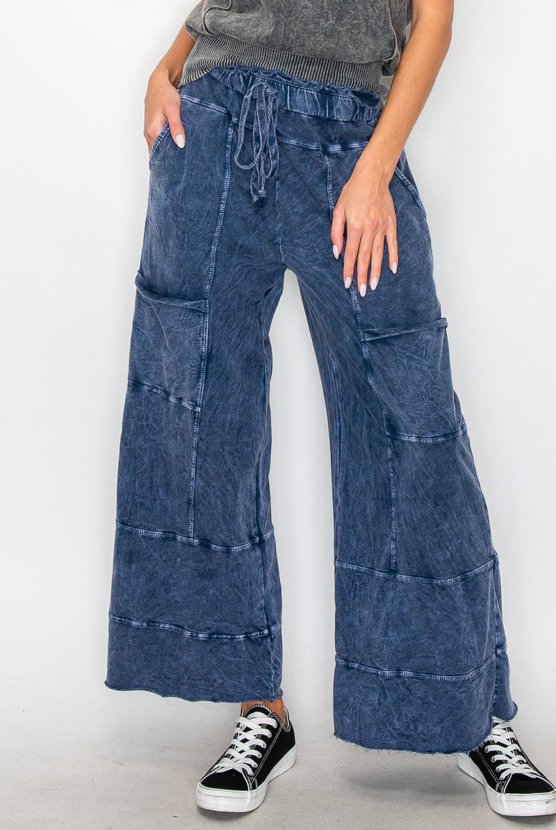 Haley Mineral Washed Wide Leg Pant - Be You Boutique