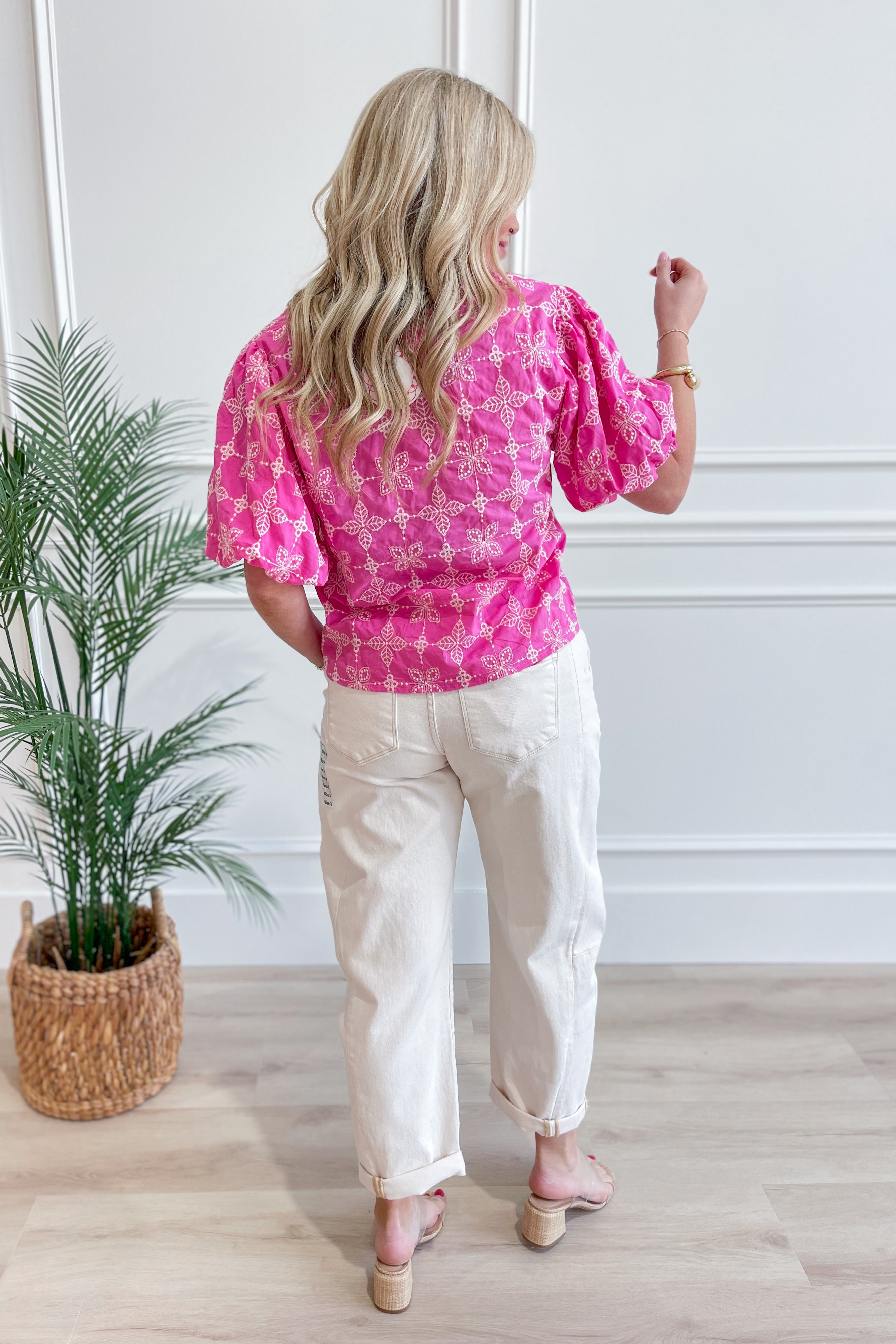 Hannah Scallop Trim Embroidered Blouse - Be You Boutique