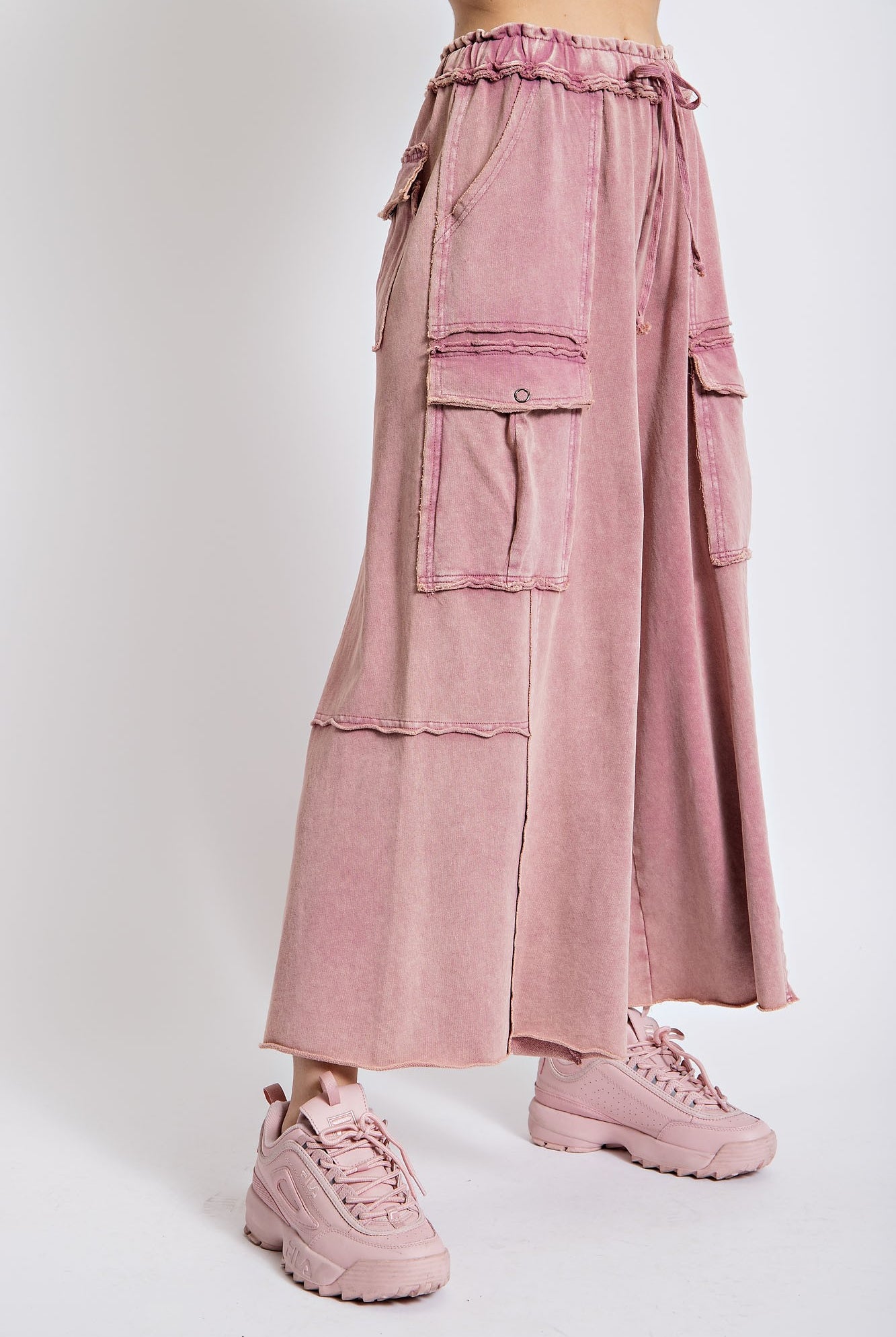 Mateo Mineral Washed Wide Leg Cargo Pants - Be You Boutique