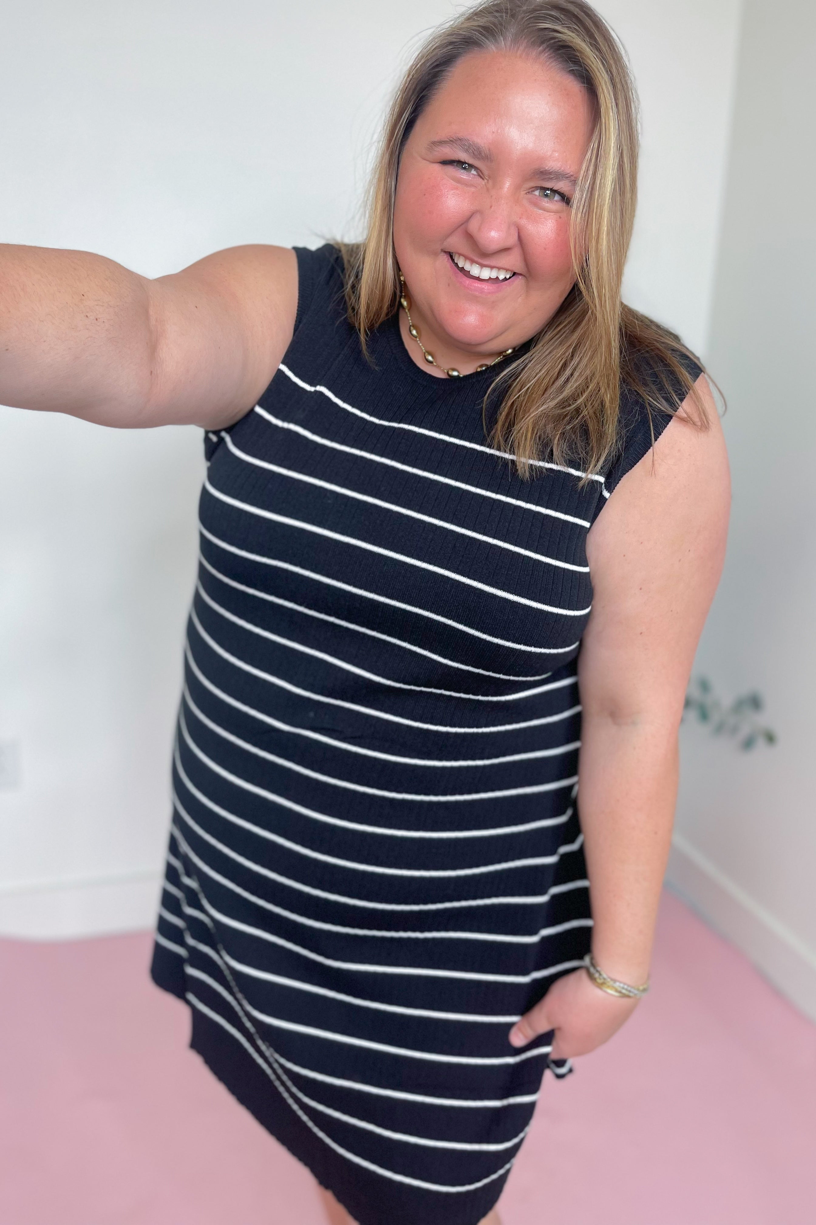 Allie Striped Ribbed Knit Dress - Be You Boutique