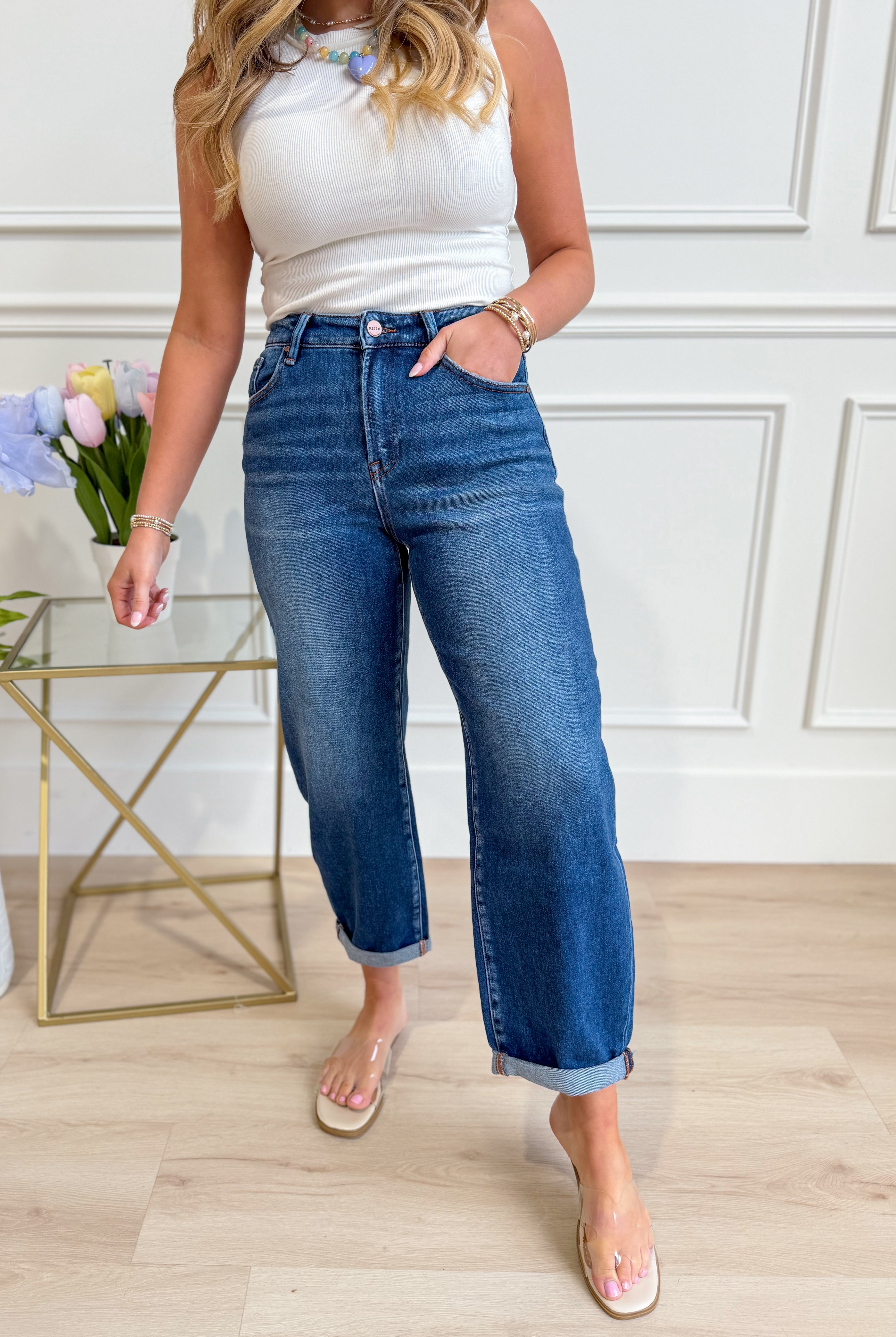 RISEN Cody mid-rise barrel jeans in 146 core style, shown in dark wash with classic denim texture and five-pocket design.