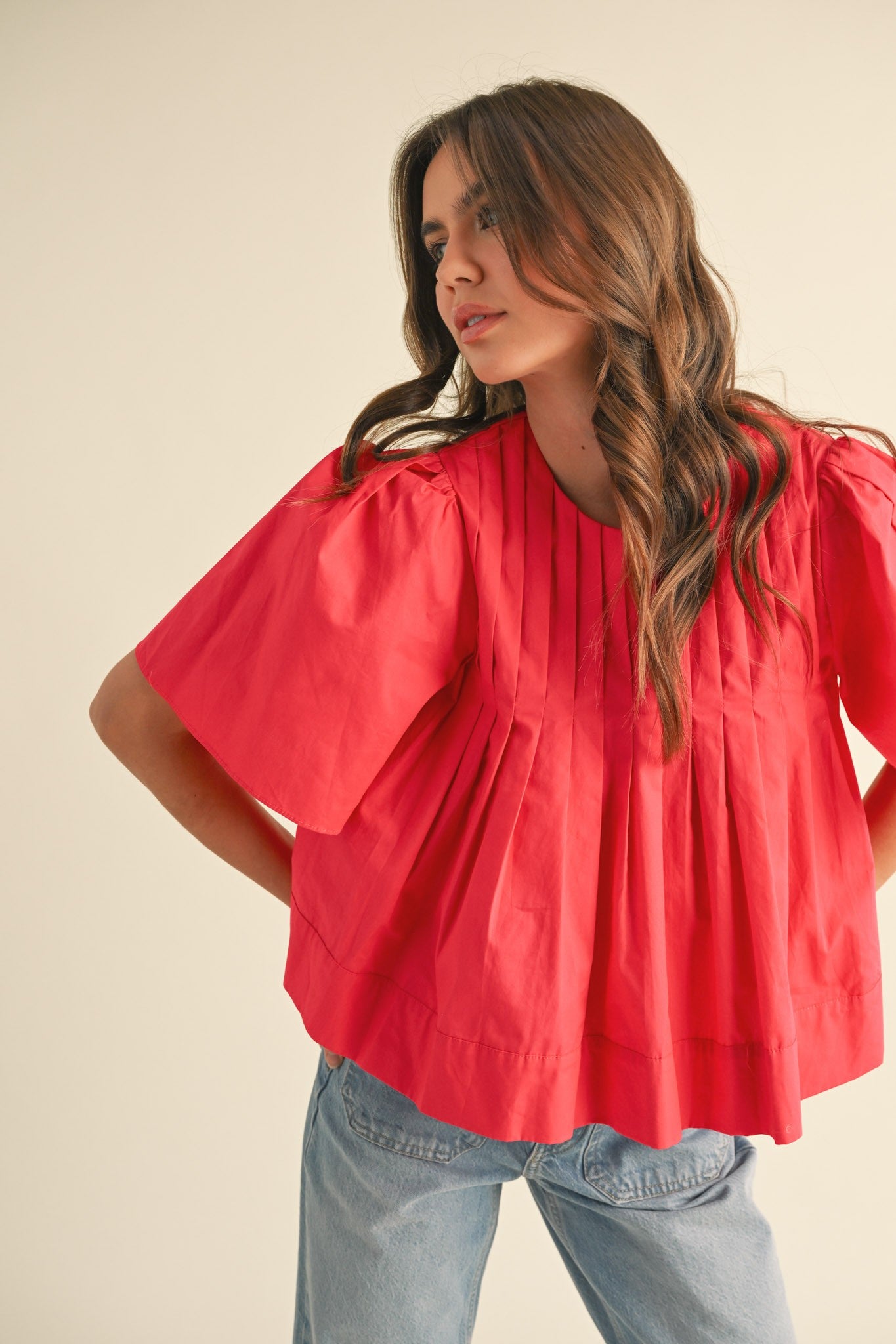 Lulu Pleated Short Sleeve Top - Be You Boutique
