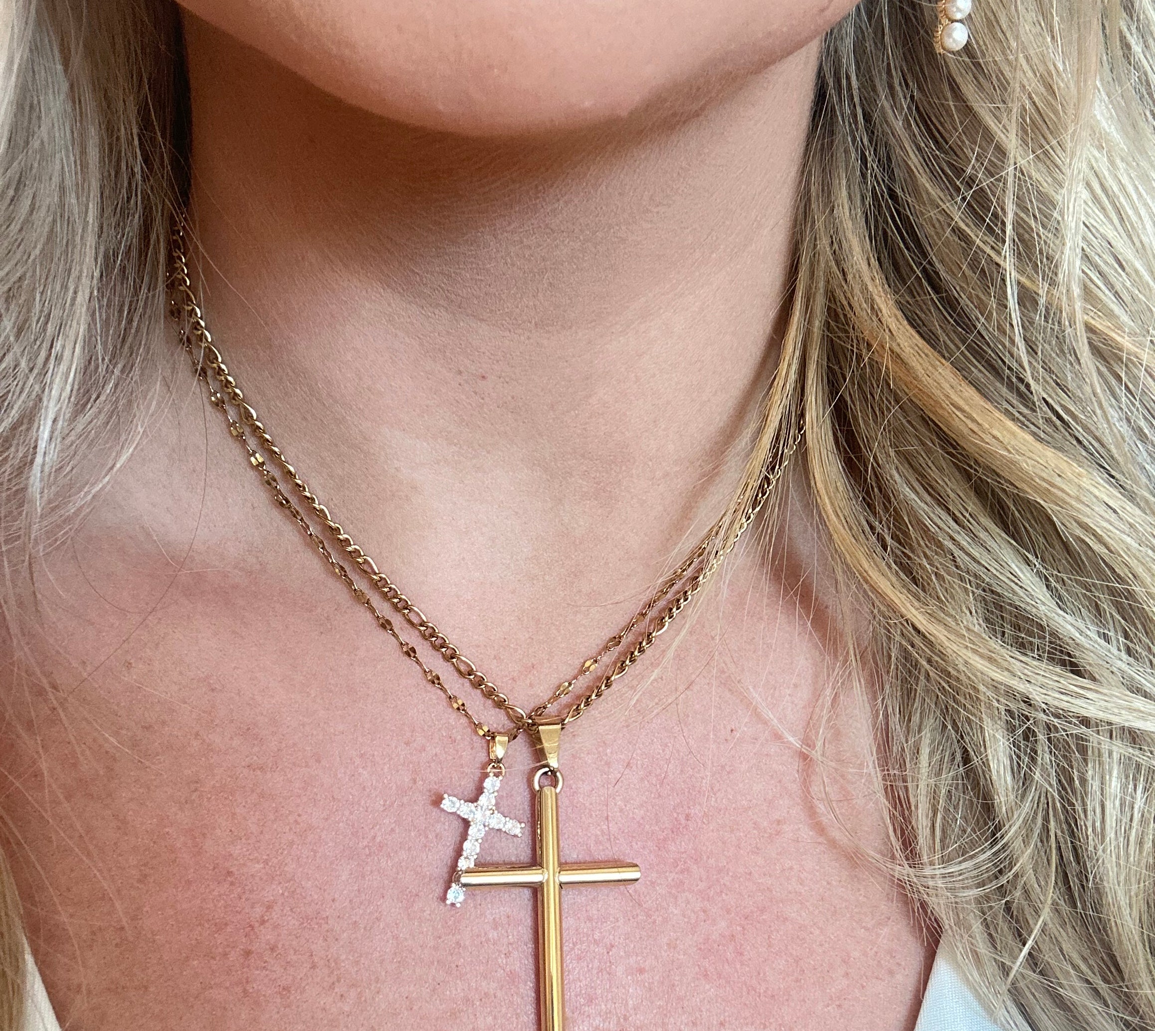 Lizzie Large Gold Cross Necklace - Be You Boutique