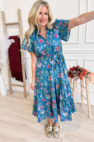Katherine Floral Flutter Sleeve Dress - Be You Boutique