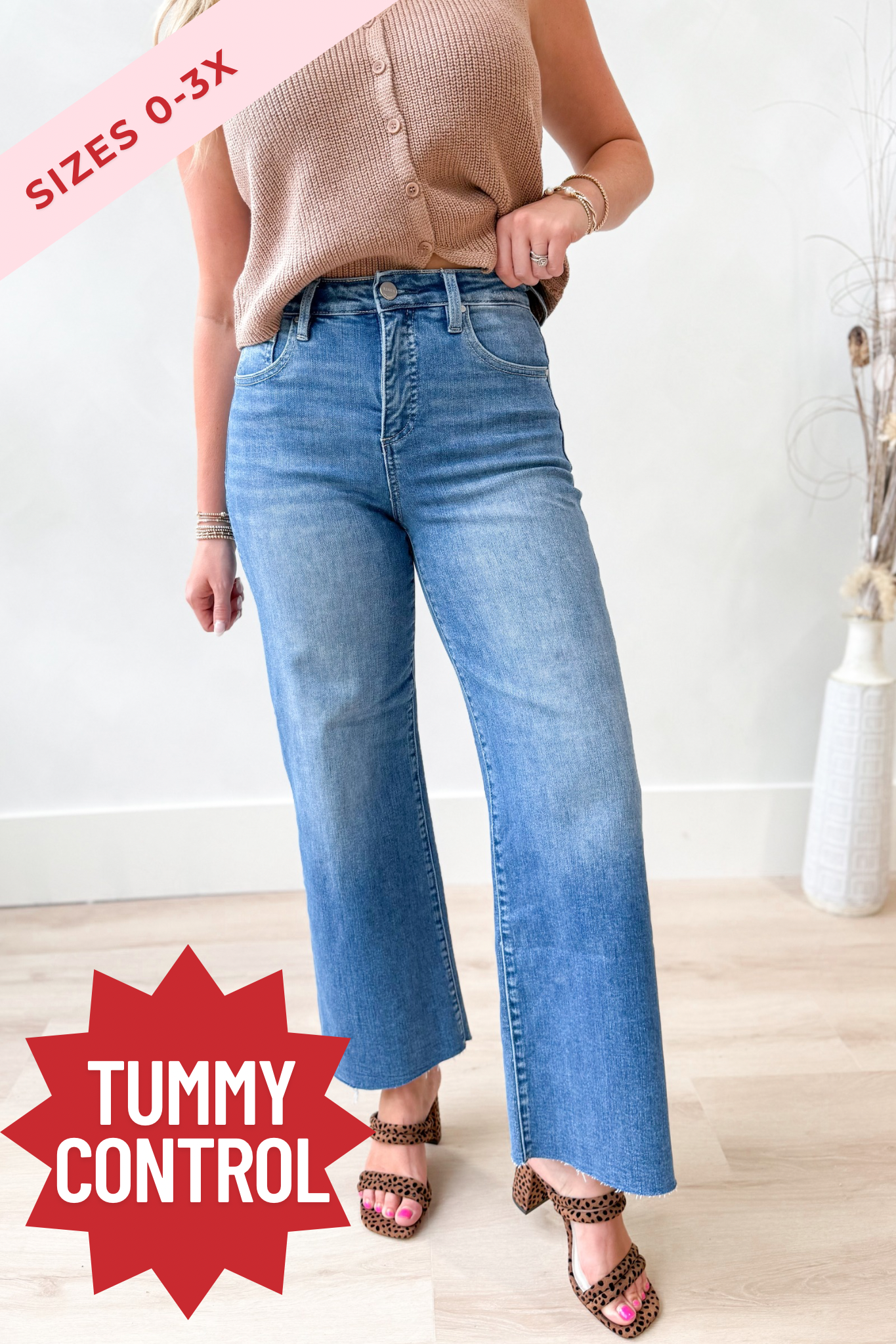 Risen Stevie High Rise Crop Wide Leg Tummy Control Pants - Be You Boutique