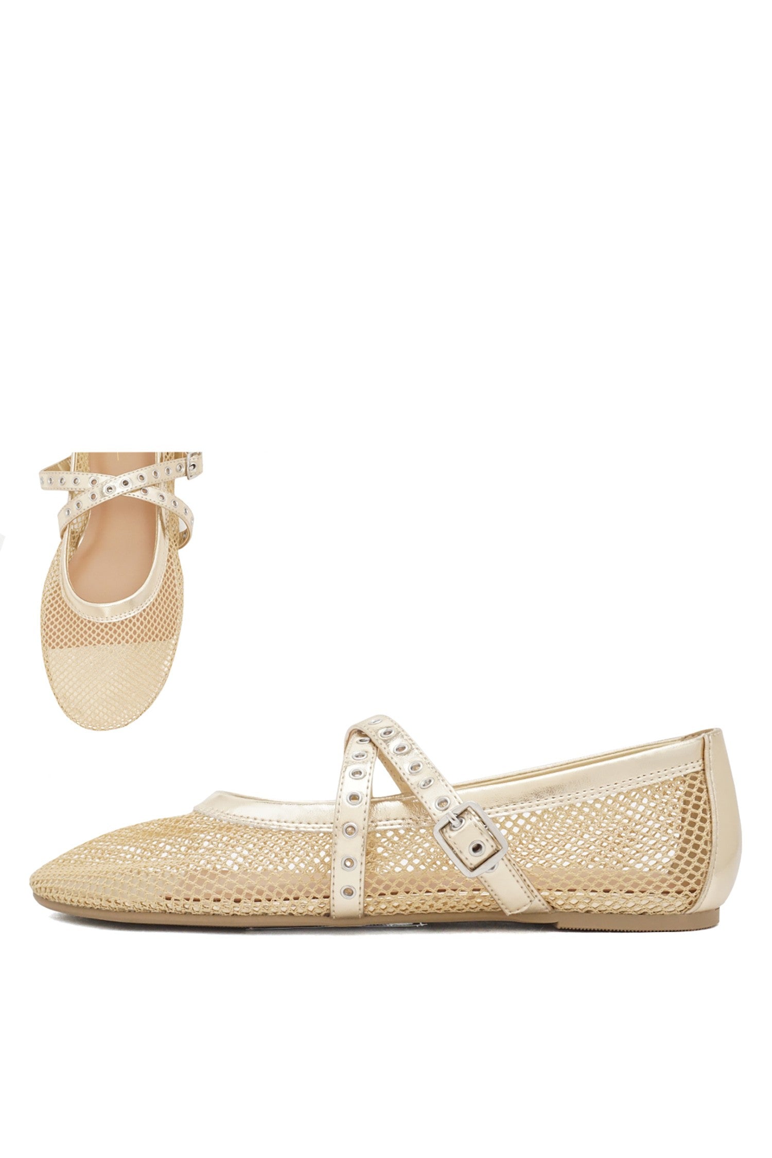 Soda Pepper Gold Mesh Ballerina Flat - Be You Boutique