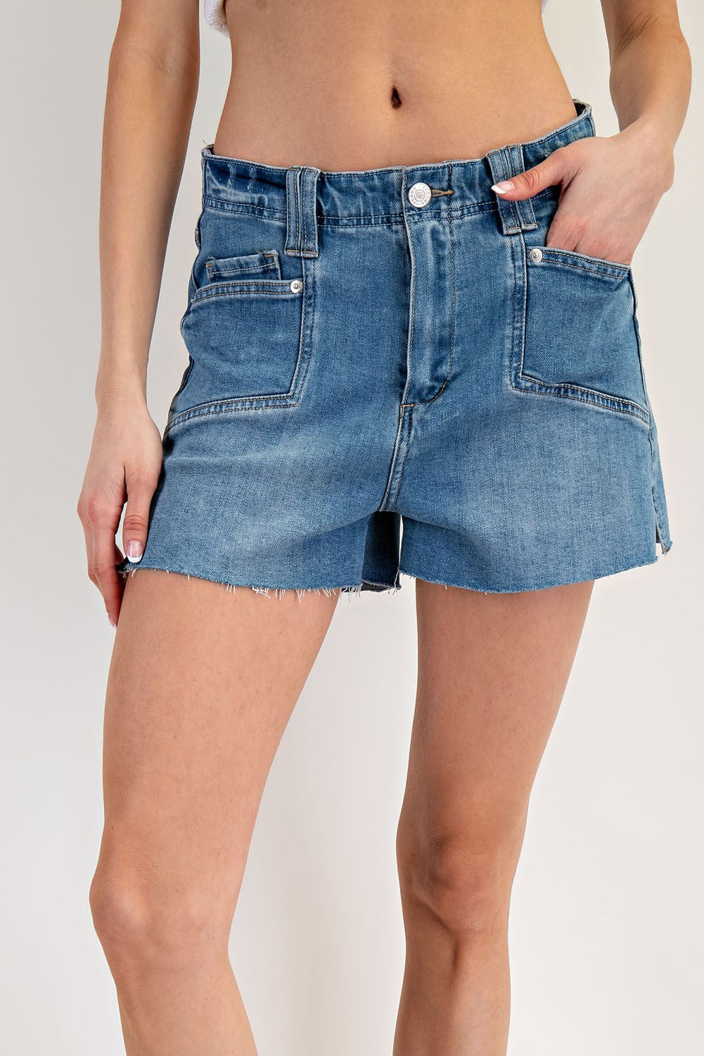 Larissa Square Pocket Denim Short - Be You Boutique