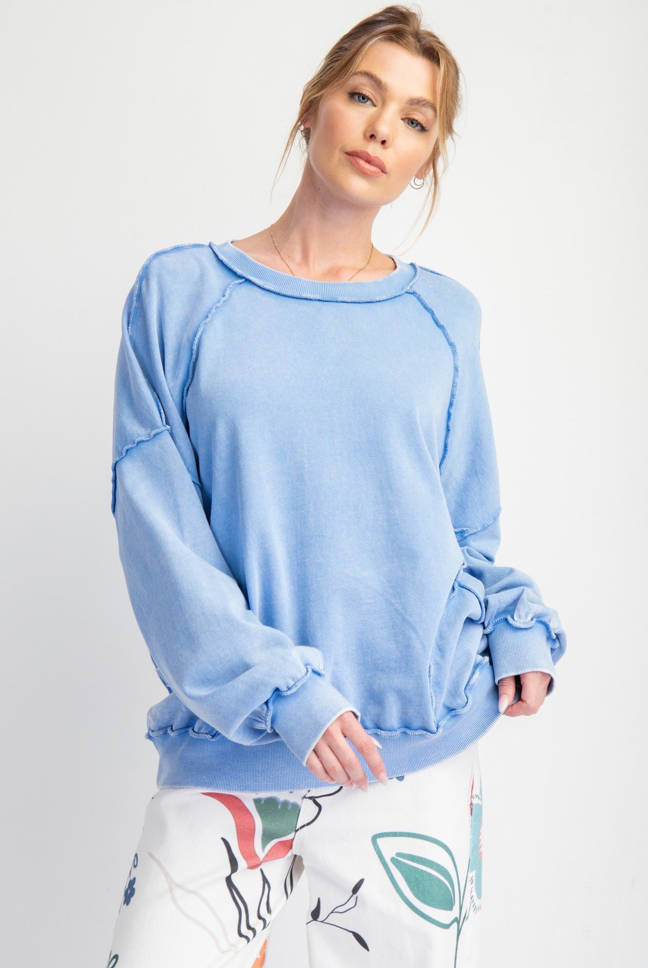 Valorie Cut Out Mineral Washed Pullover - Be You Boutique