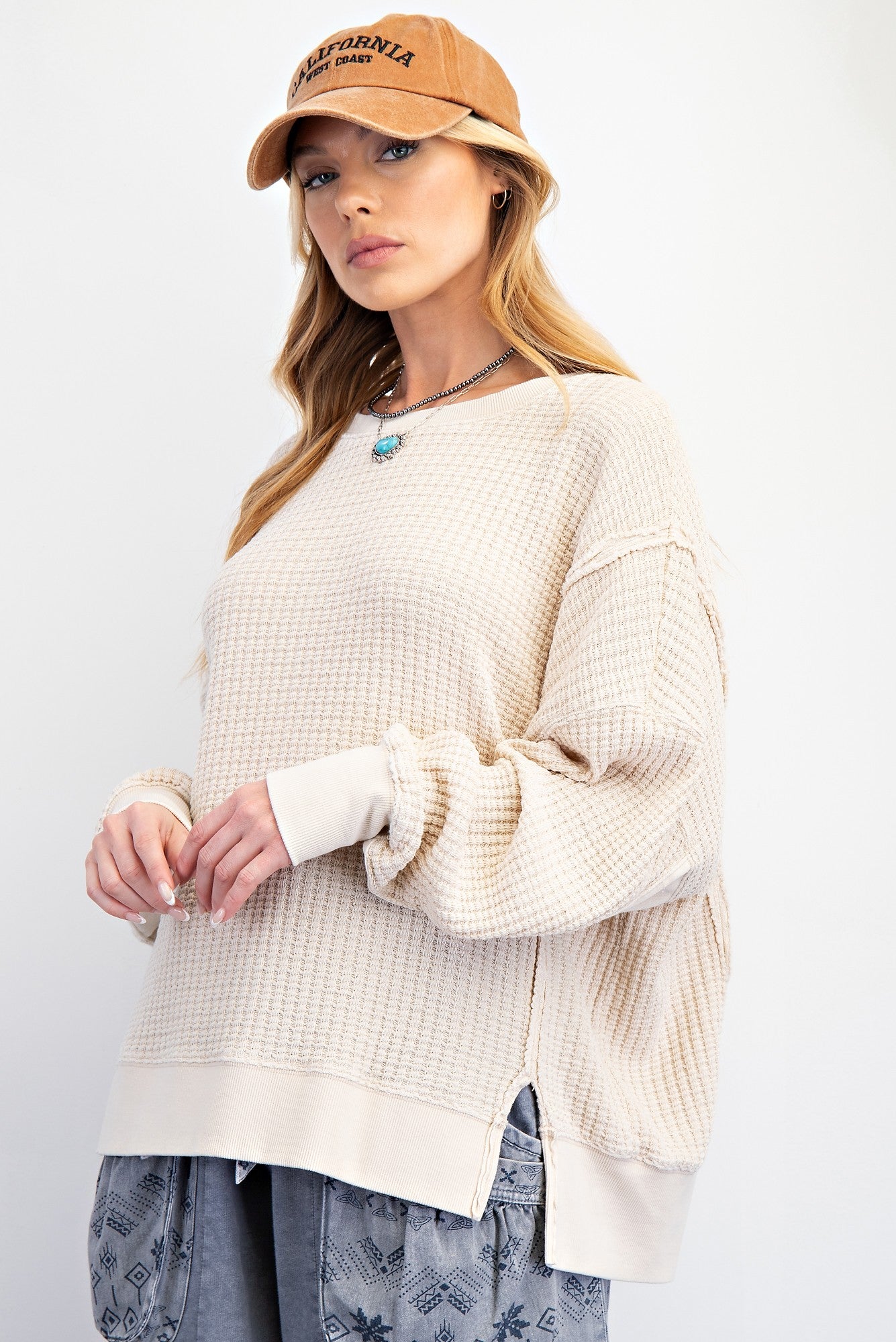Brooke Mineral Washed Thermal Pullover - Be You Boutique