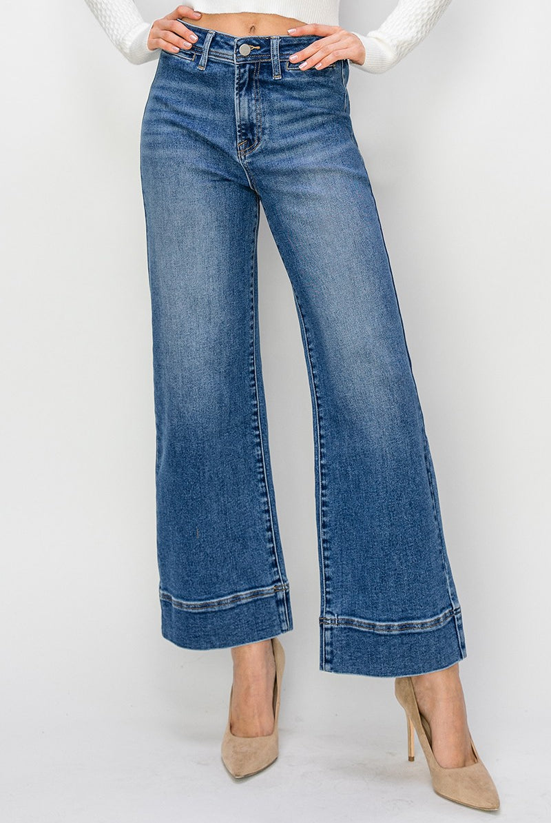 Risen Bruce high-rise wide-leg jeans from the 146 Core Jeans collection, shown in a natural denim wash with a relaxed fit.