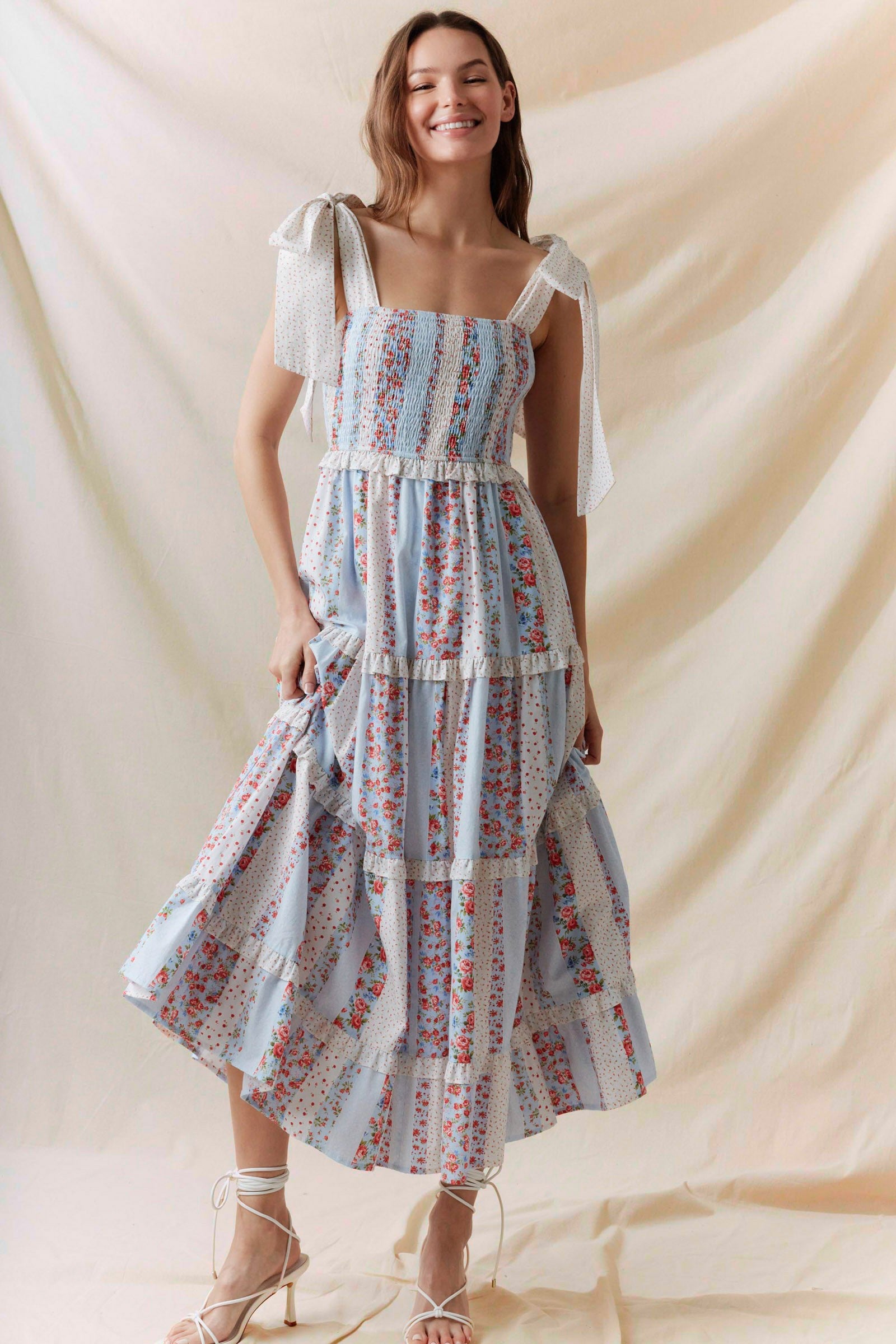 Sarah Floral Printed Tie Shoulder Dress - Be You Boutique