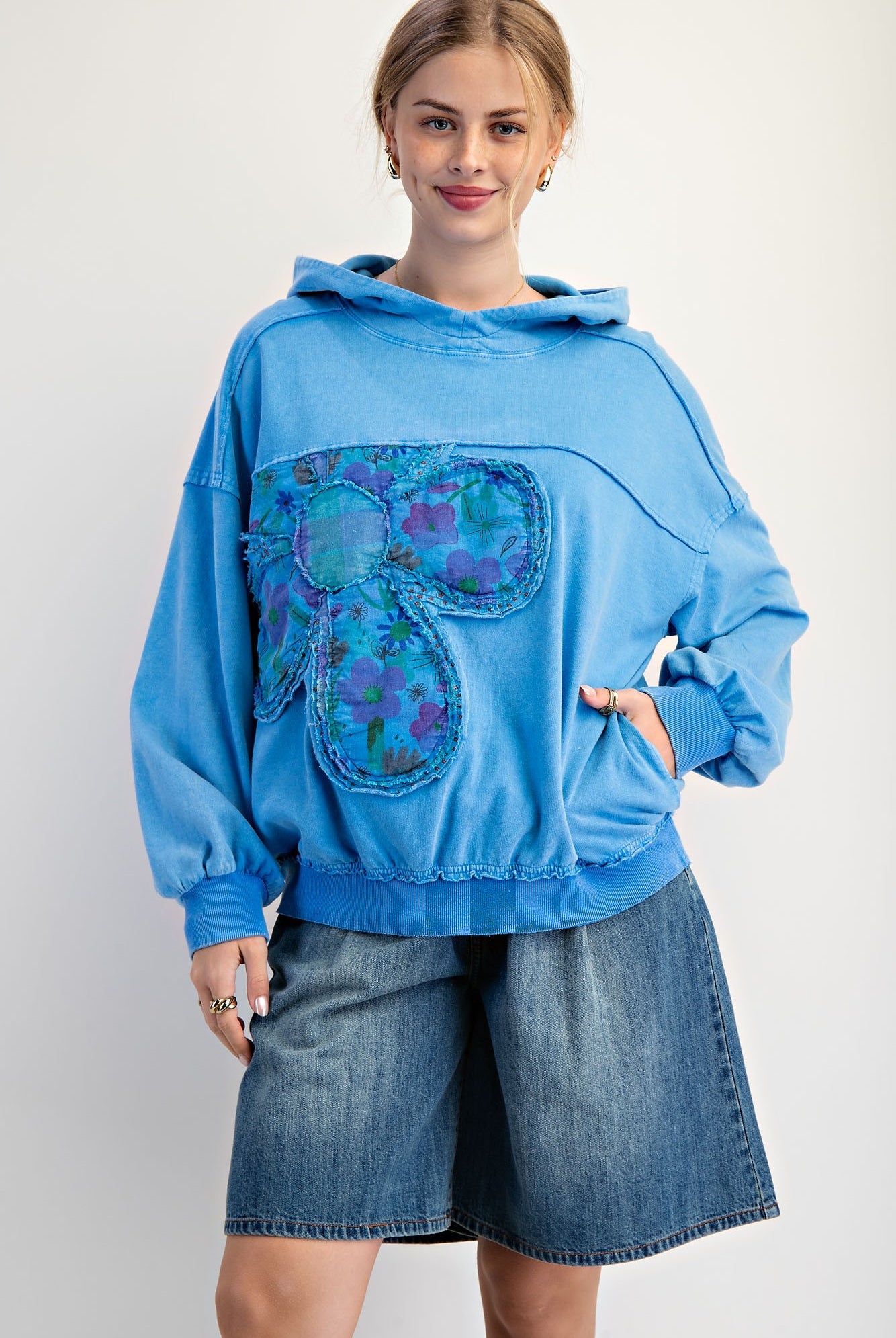 Nora Flower Patch Hoodie Pullover - Be You Boutique