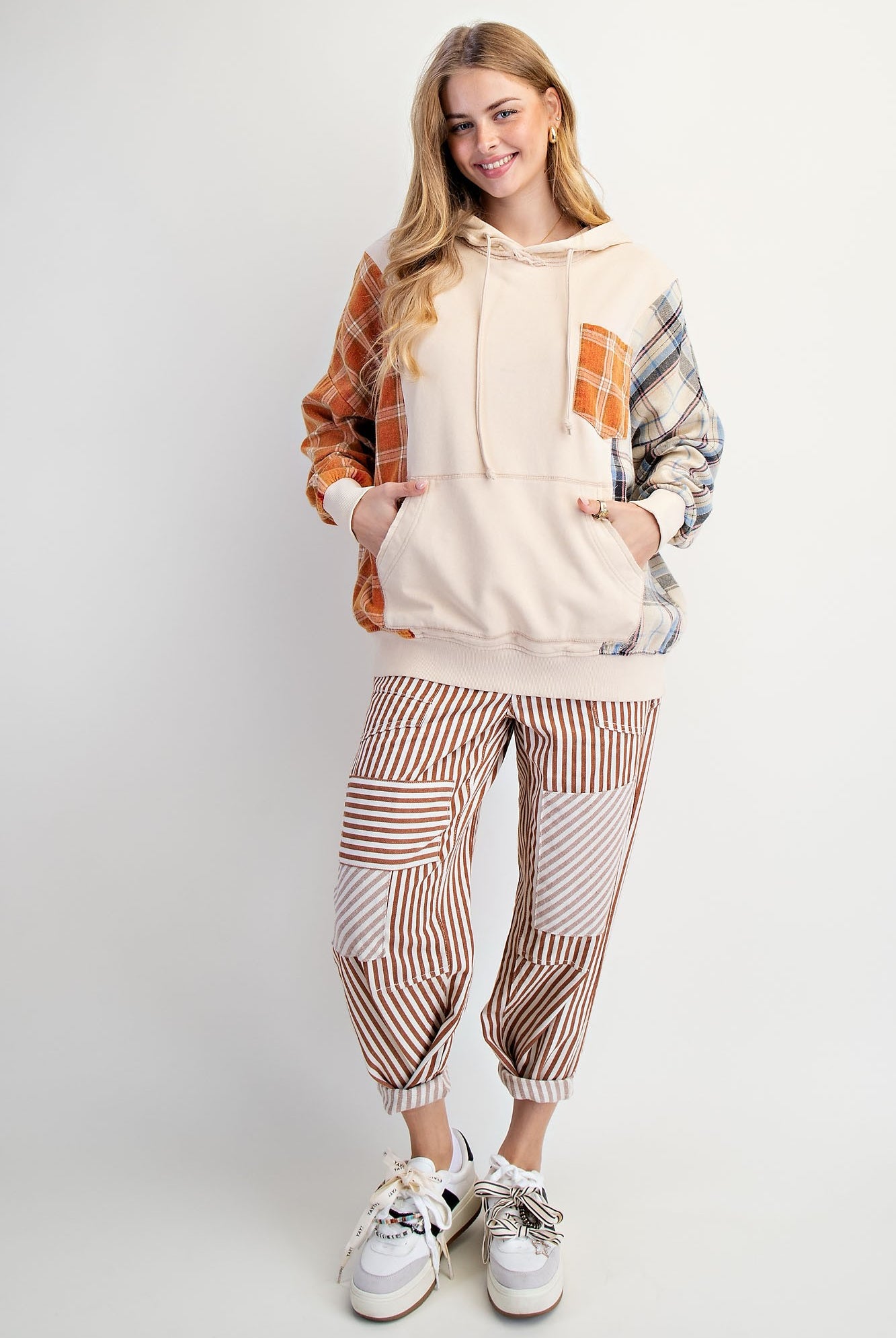 Laney Plaid Mixed Washed Terry Sweatshirt - Be You Boutique