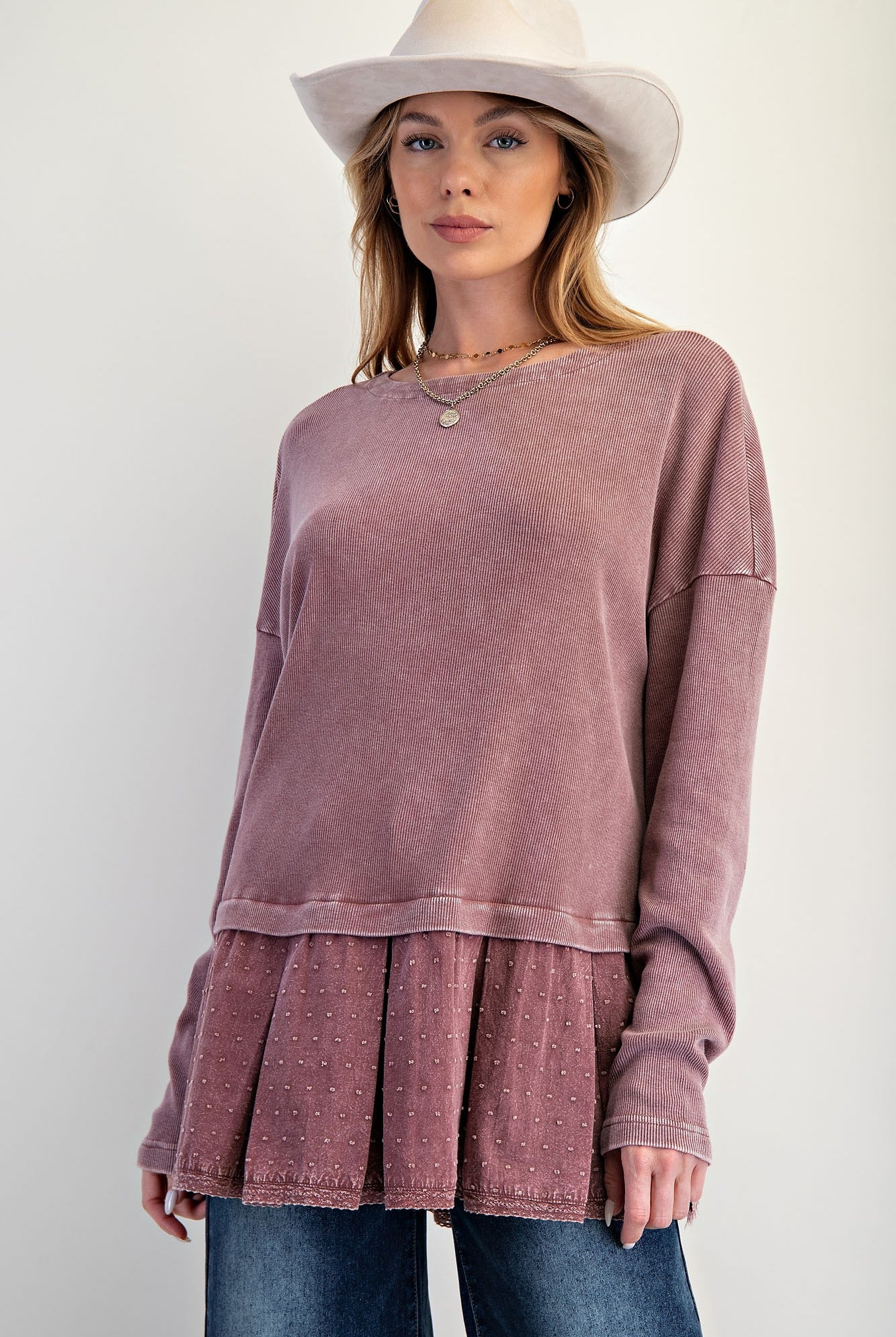 Betsy Rib Twill Ruffle Bottom Washed Tunic - Be You Boutique