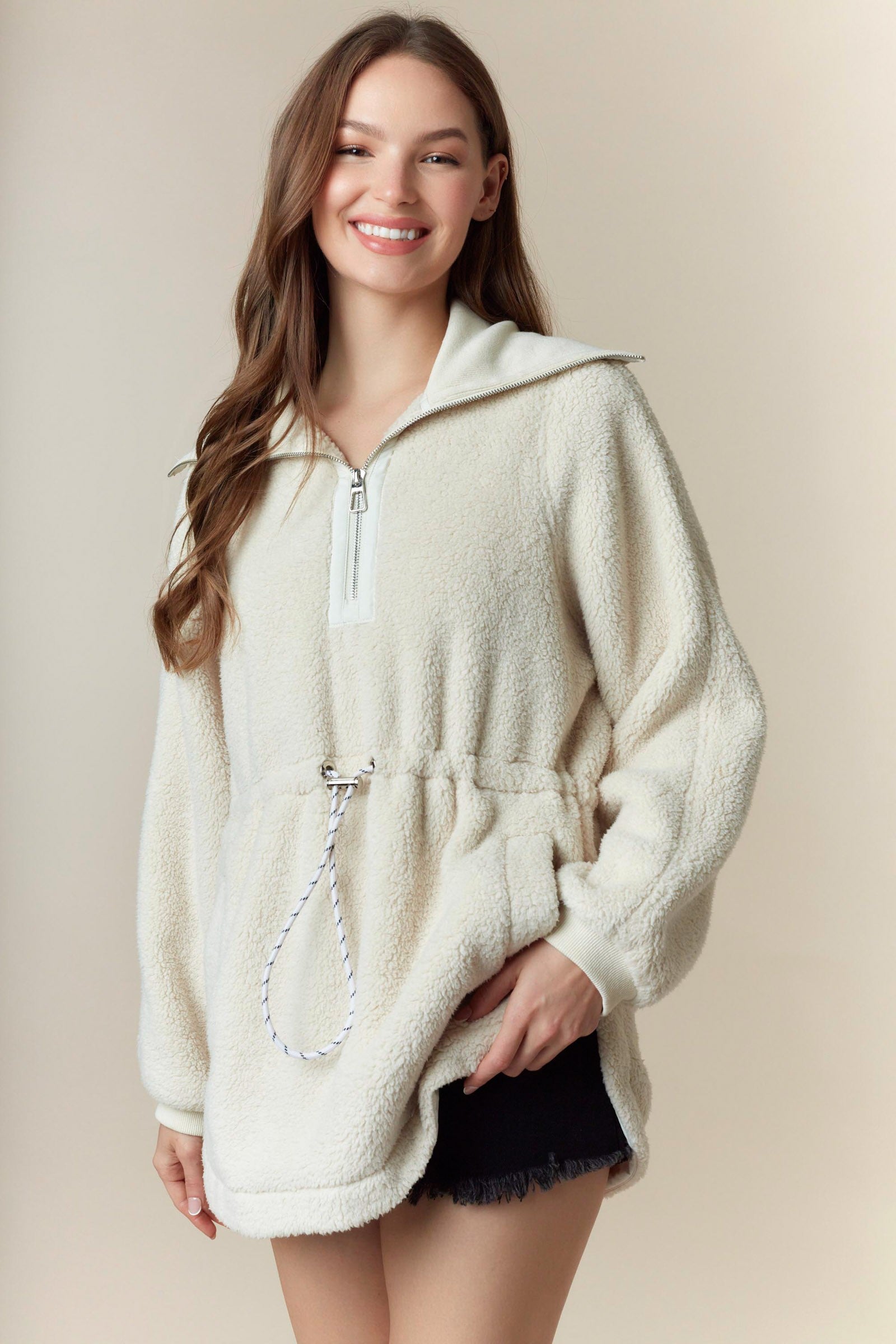 Kelly Fleece Semi Zip Up Pullover - Be You Boutique