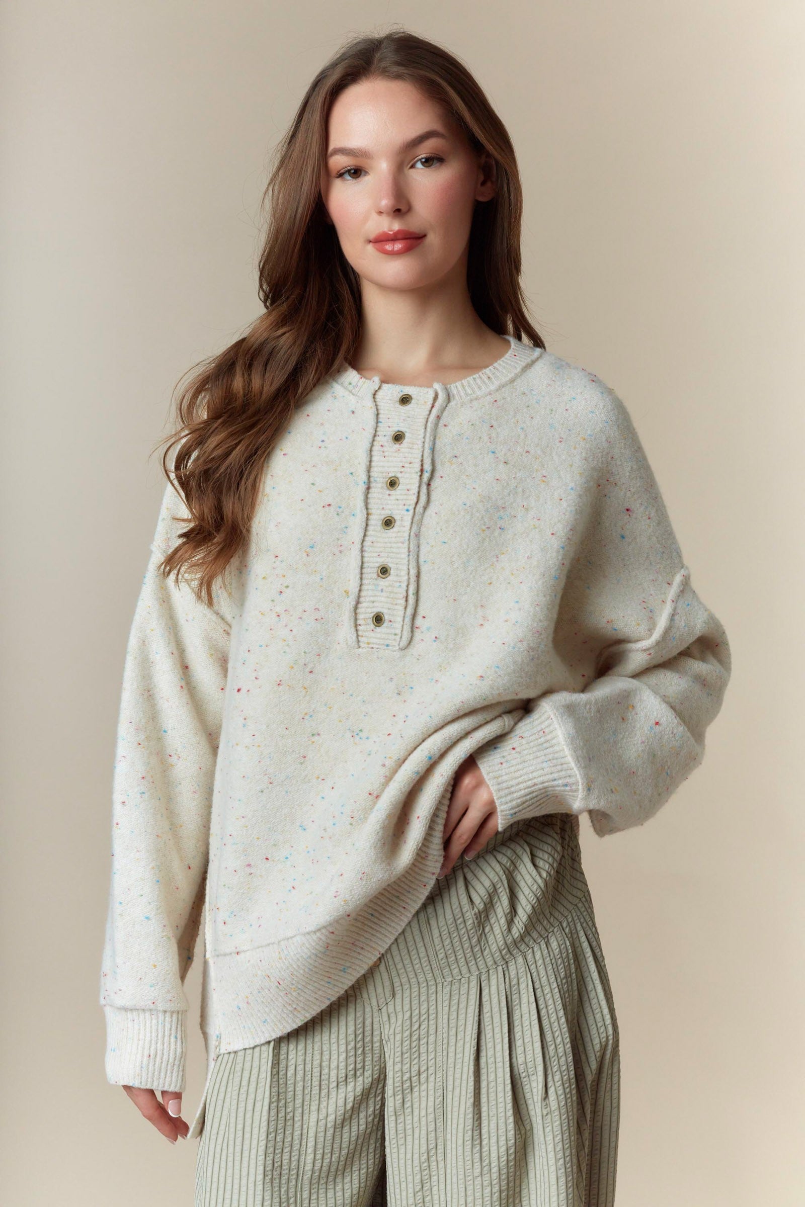 Landry Speckled Oversized Sweater Top - Be You Boutique