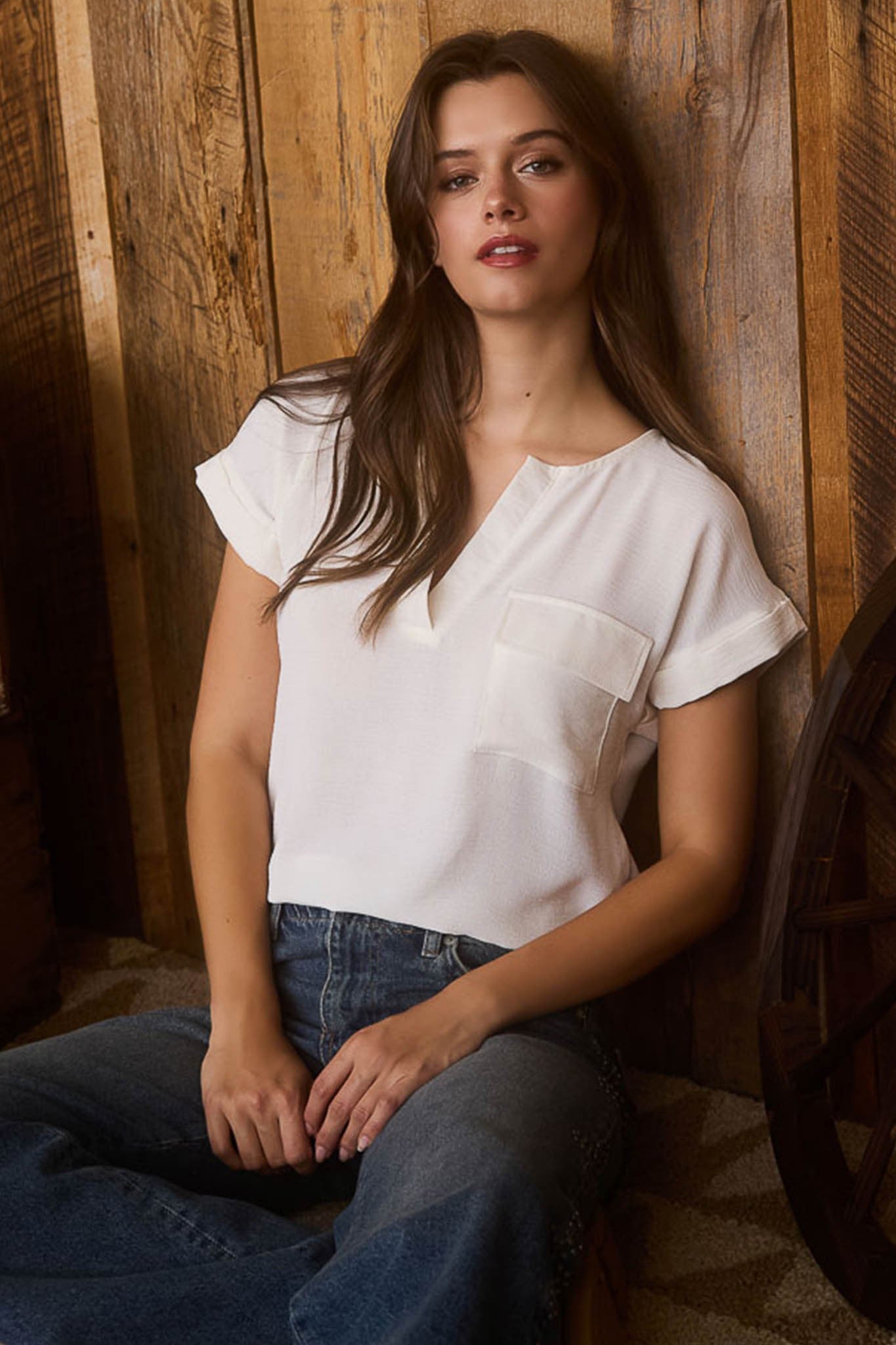 Courtney Split Neck Back Button Top - Be You Boutique