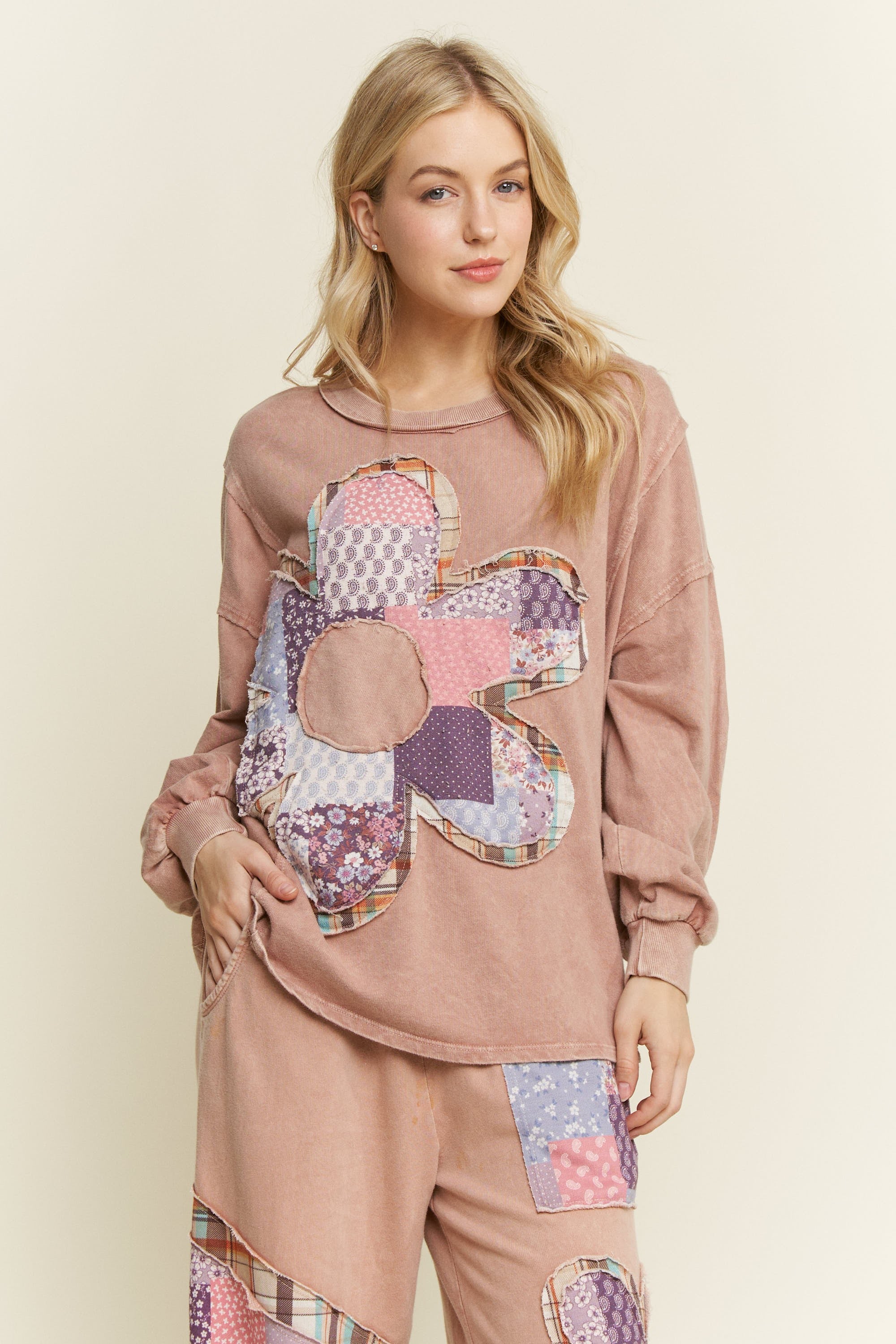 Carrie Multi Pattern Flower Patch Top - Be You Boutique