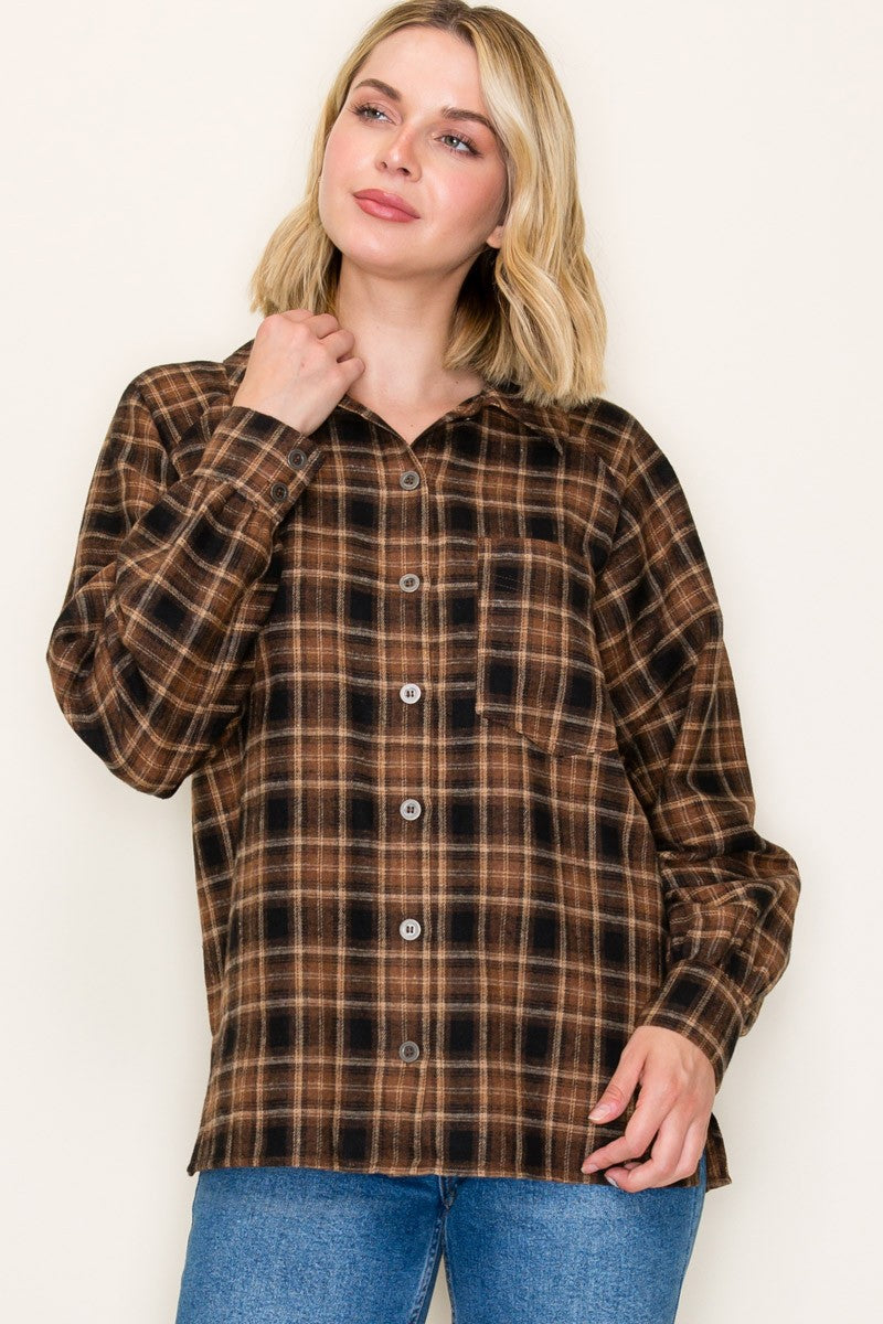 Cynthia Plaid Raglan Sleeve Flannel - Be You Boutique