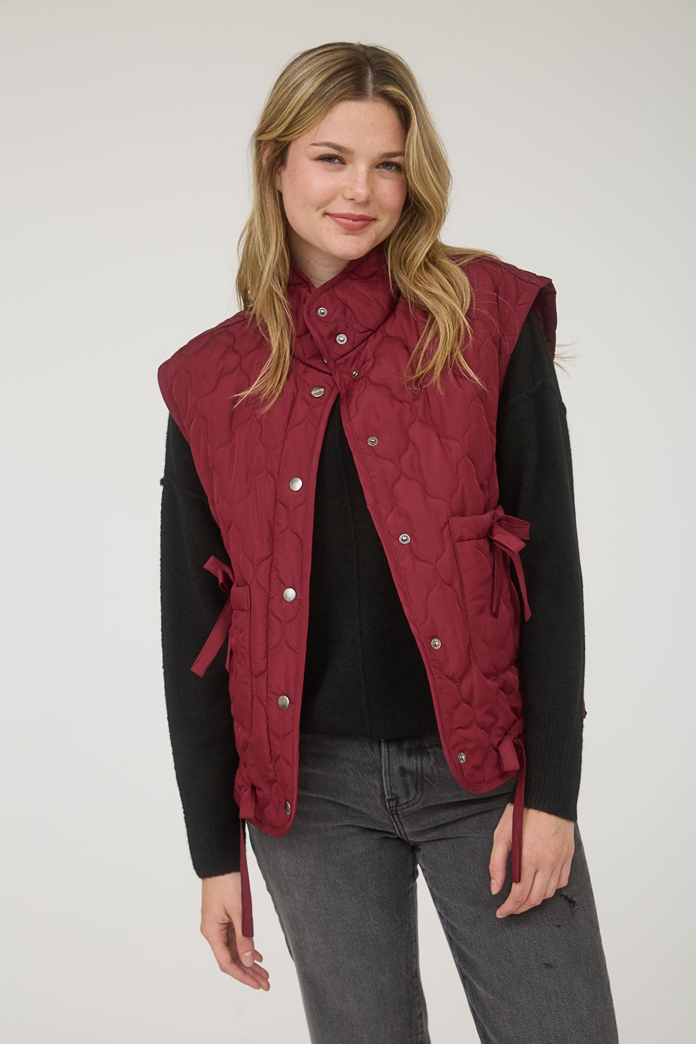 Linda Quilted Snap Button Vest - Be You Boutique