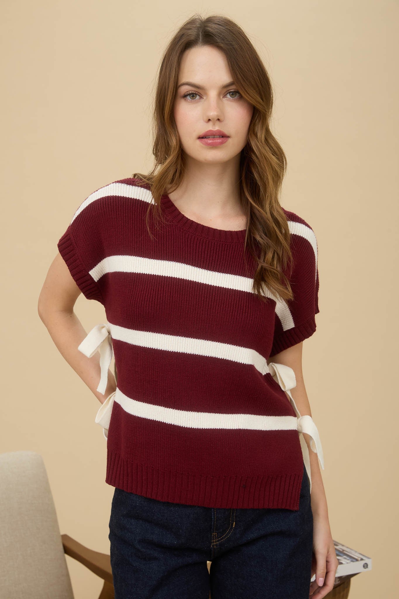 Beth Striped Bow Tied Side Top - Be You Boutique