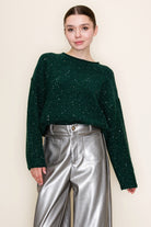 Della Sequin Holiday Sweater Top - Be You Boutique