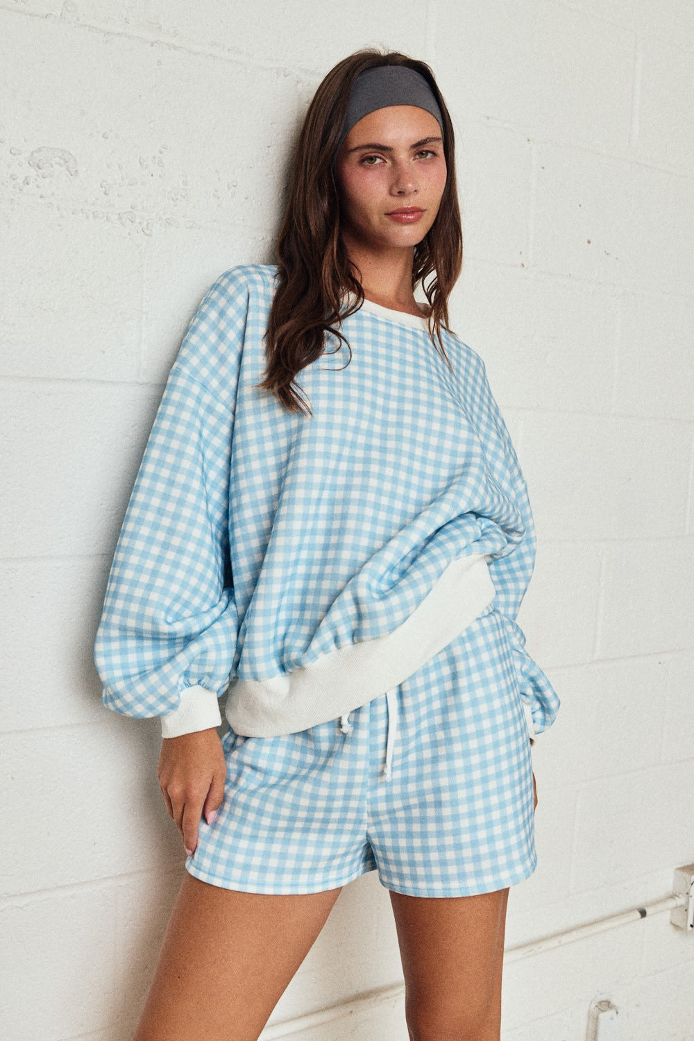 Noelle Blue Gingham Printed Short Set - Be You Boutique