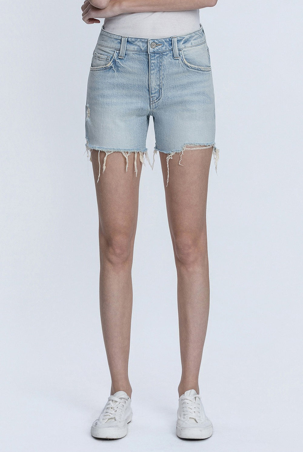 Vervet Rebecca HR Tinted A-Line Short jeans in 146 Core denim, shown in a natural fit with a faded tint and classic A-line cut.
