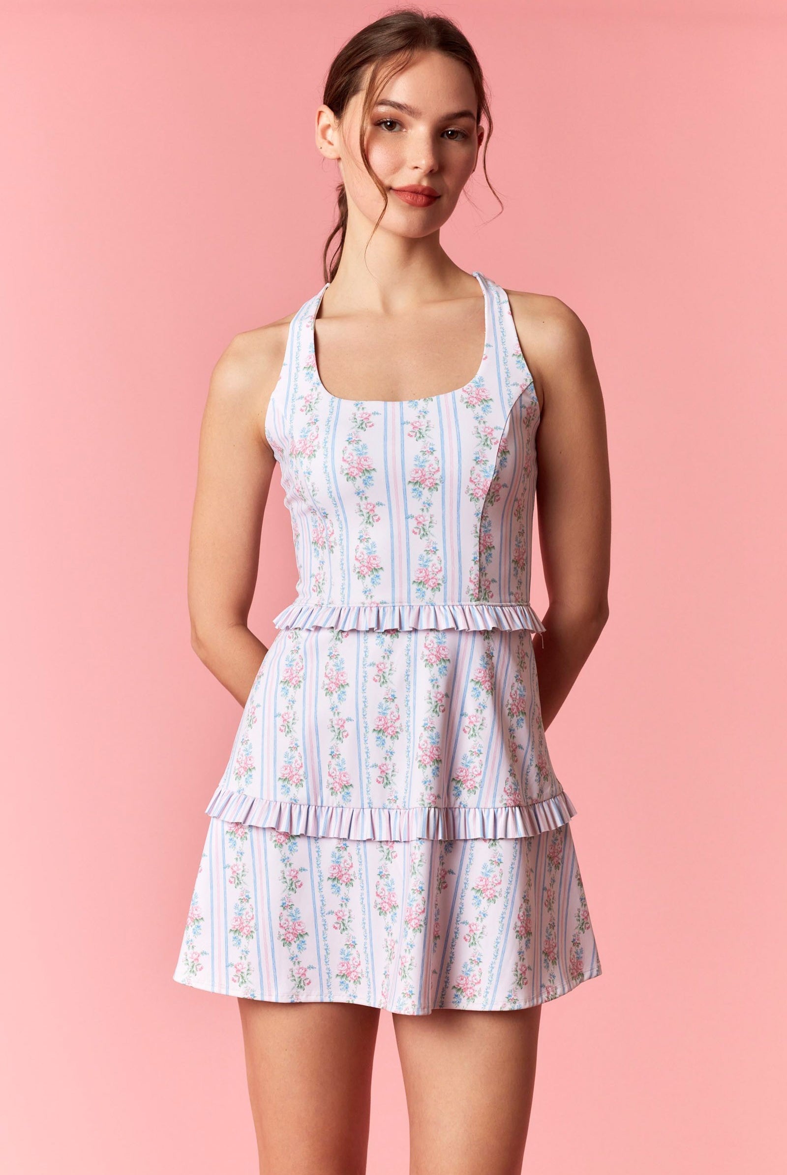 Mimi Floral Stripe Active Romper - Be You Boutique
