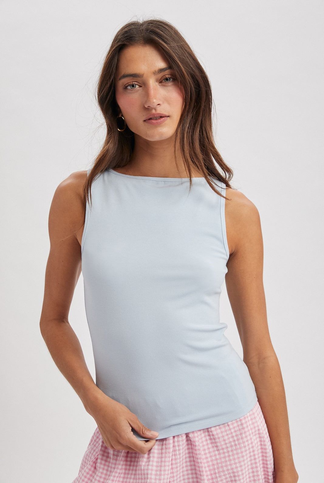 Wishlist Shelley boat neck top in 105 casual tops collection, shown in a soft fabric with a relaxed fit and boat neckline.