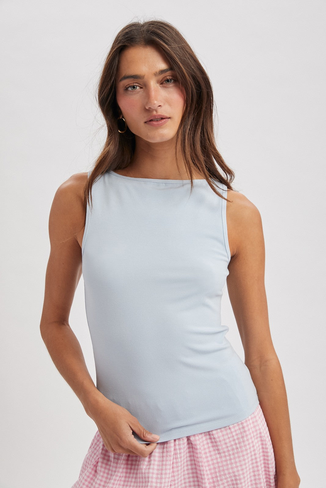 Wishlist Shelley boat neck top in 105 casual tops collection, shown in a soft fabric with a relaxed fit and boat neckline.