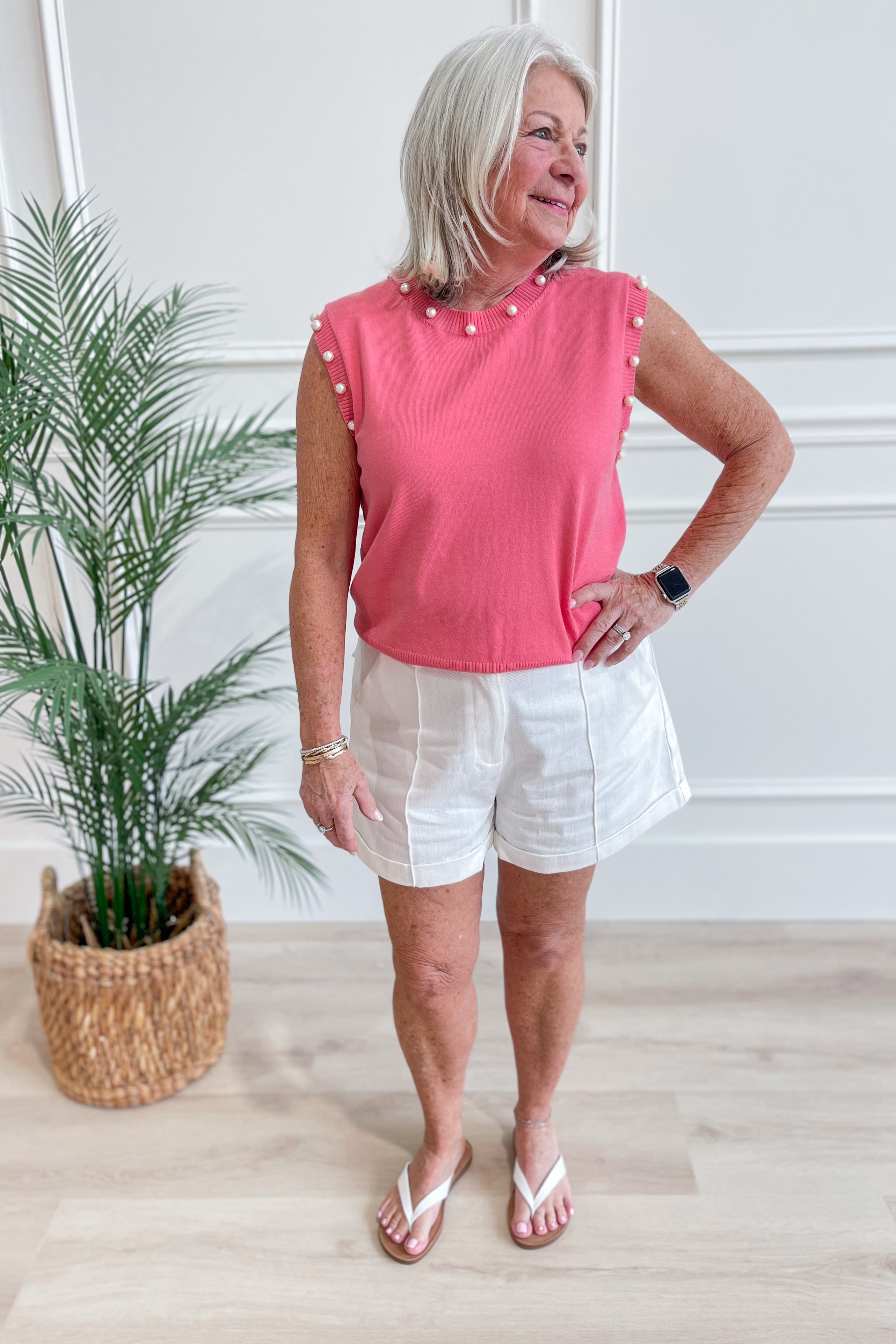 Rosie Pearl Embellished Sleeveless Top - Be You Boutique