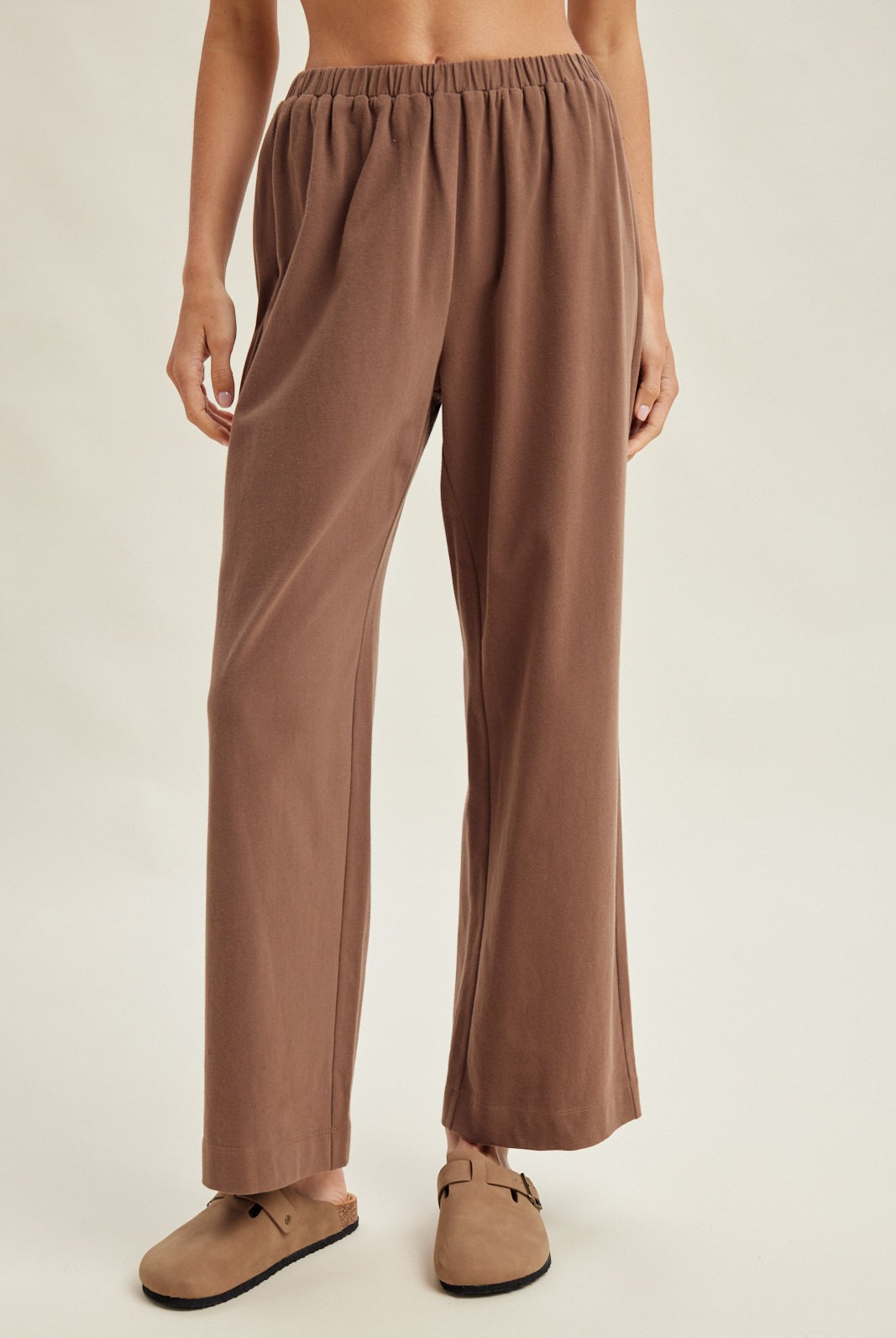 WISHLIST Kailee Espresso Basic Soft Knit Pant, 156 pants, featuring comfortable soft knit fabric and a relaxed fit.