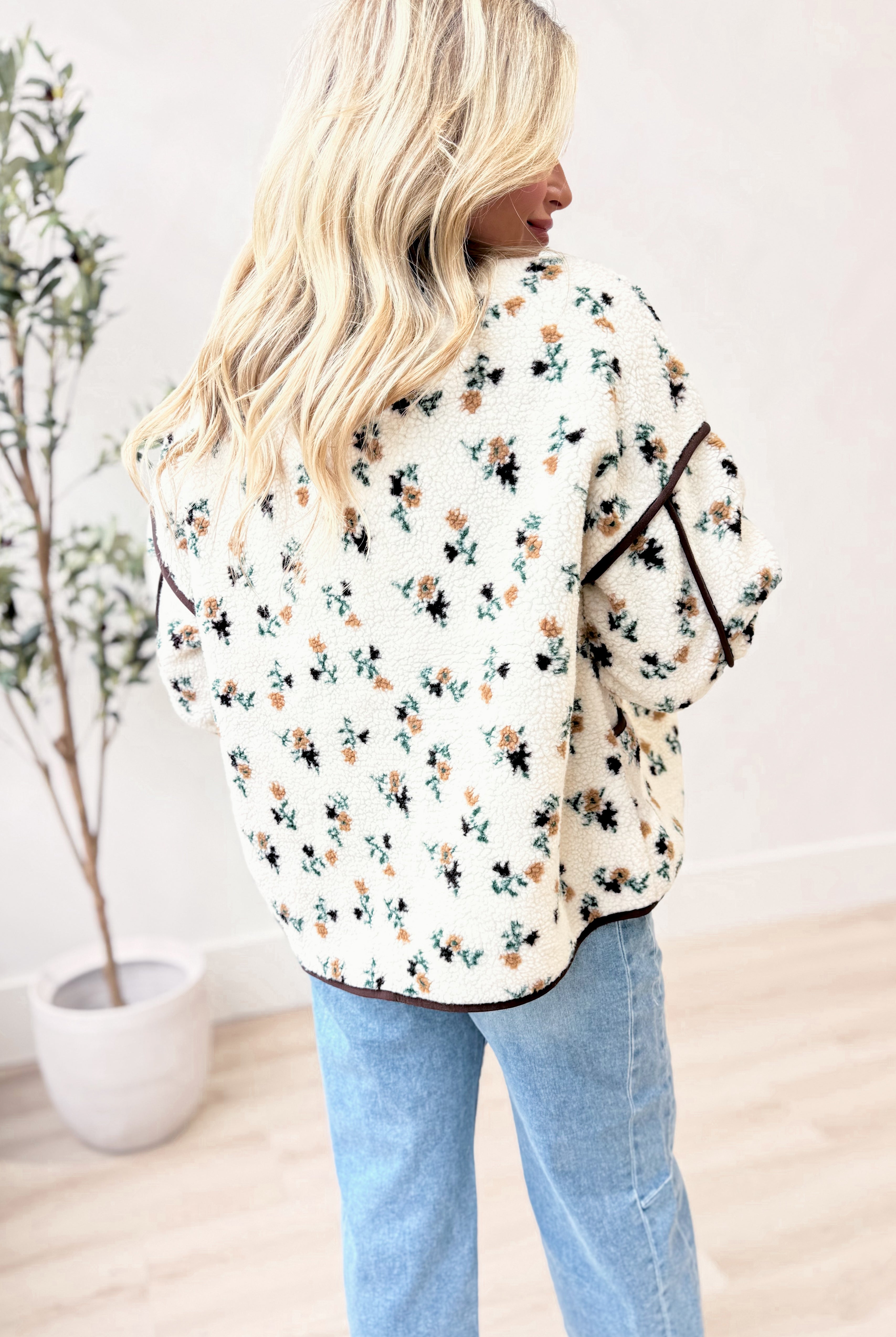 Jenna Teddy Bear Sherpa Zip Up - Be You Boutique