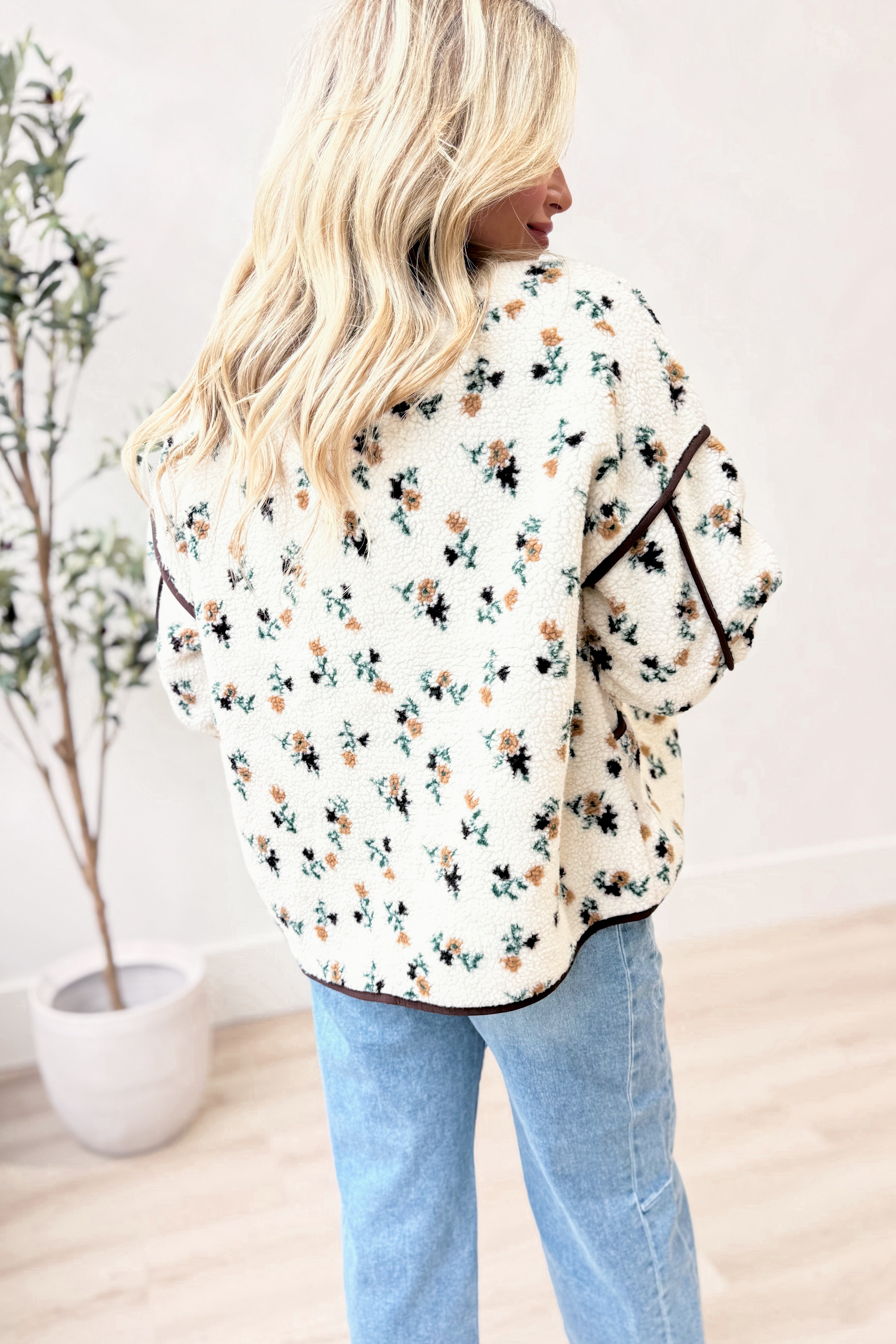 Jenna Teddy Bear Sherpa Zip Up - Be You Boutique