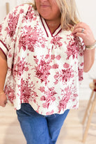 Taylor Floral Split Neck Top - Be You Boutique