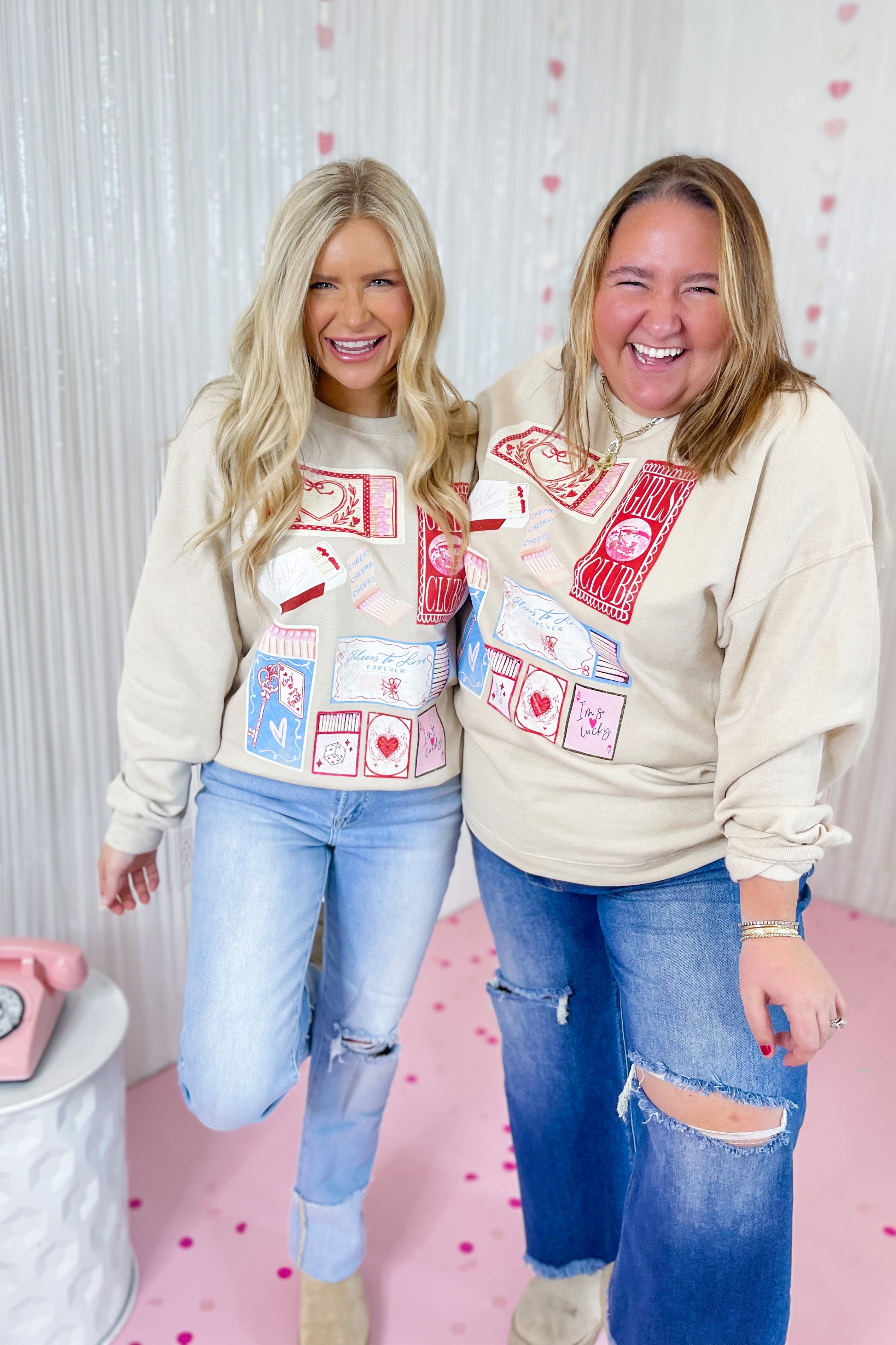 Match Box Valentine Long Sleeve Graphic Sweatshirt *FINAL SALE* - Be You Boutique