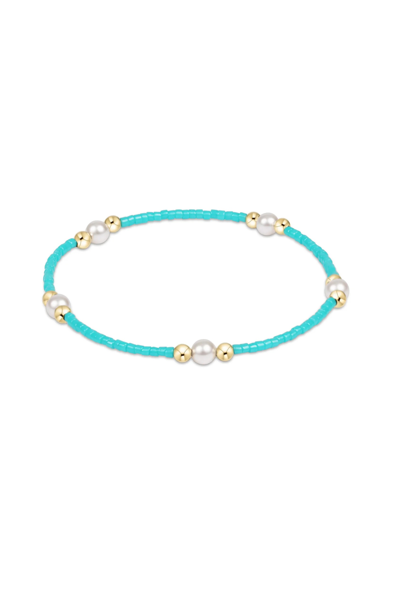 Enewton turquoise hope purpose pearl bracelet with silver clasp, featuring a string of turquoise and pearl beads on a jewelry chain.