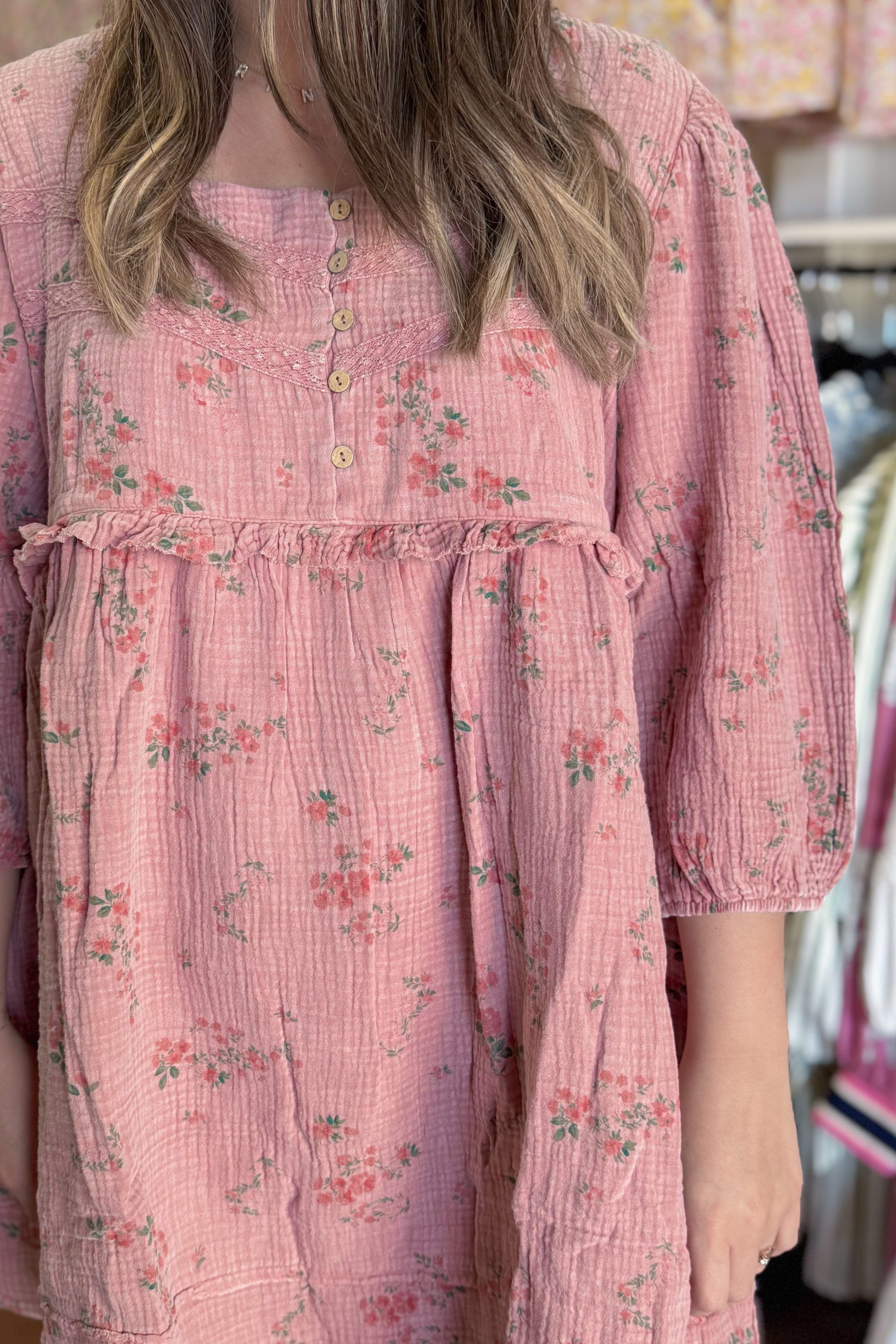 Karen Floral Mineral Washed Babydoll Dress - Be You Boutique