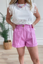 Luna High Waisted Cuffed Pintuck Short - Be You Boutique