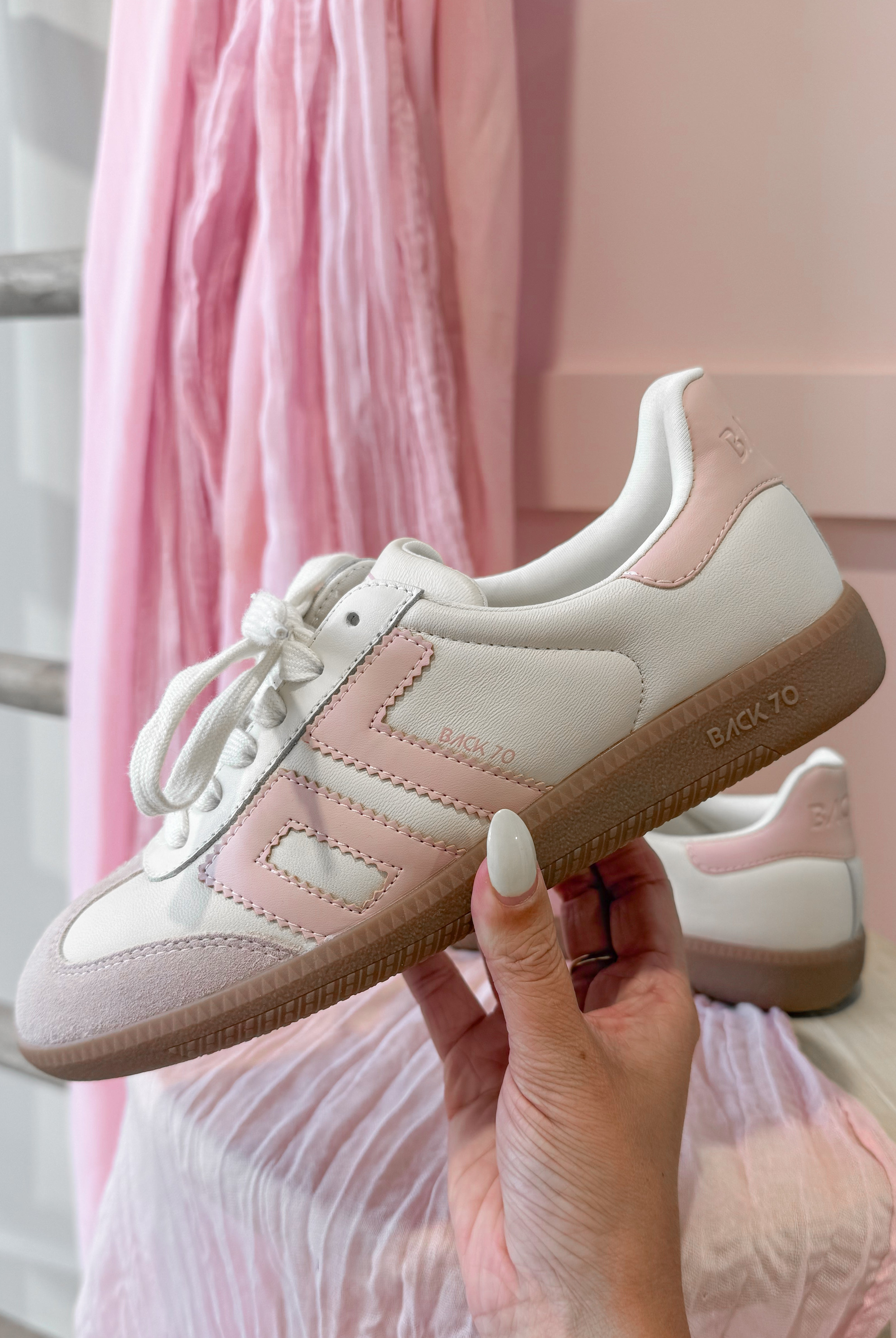 BACK70 Cloud Sneakers in Butter Nude, 205 Sneakers style with soft, nude-colored uppers and comfortable design, front view.