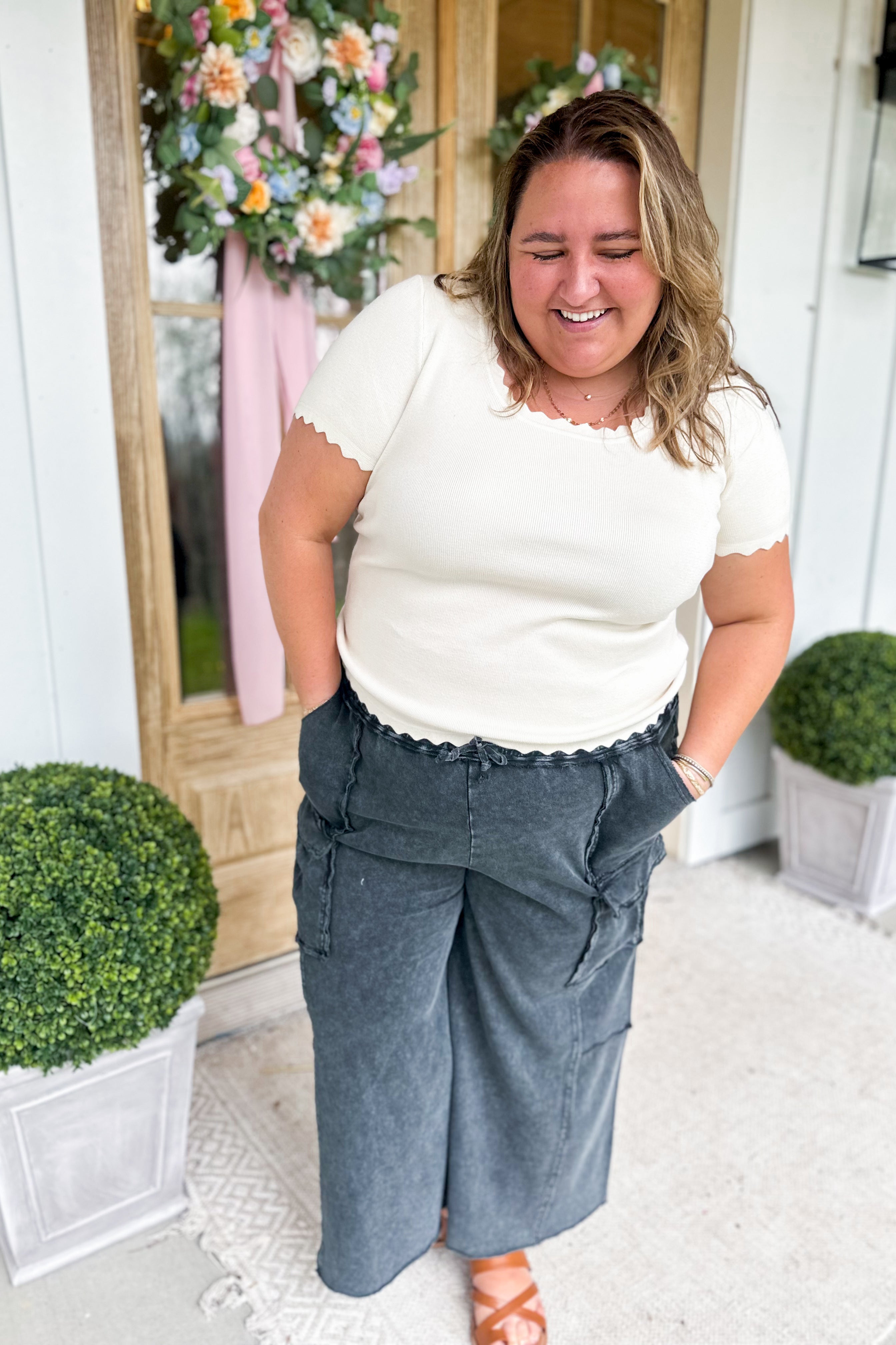 Mateo Mineral Washed Wide Leg Cargo Pants - Be You Boutique