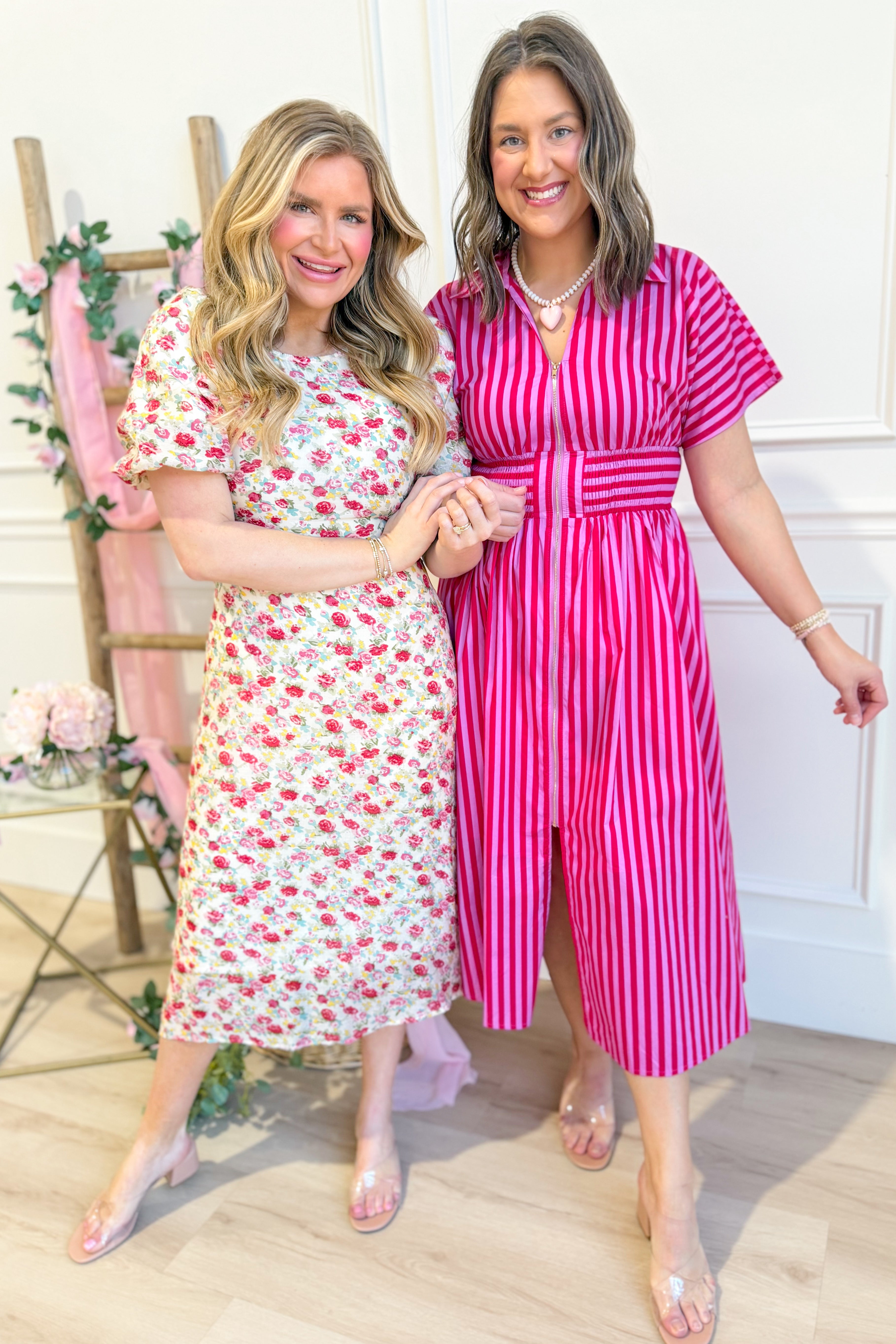 Kristen Striped Zip Up Midi Dress - Be You Boutique