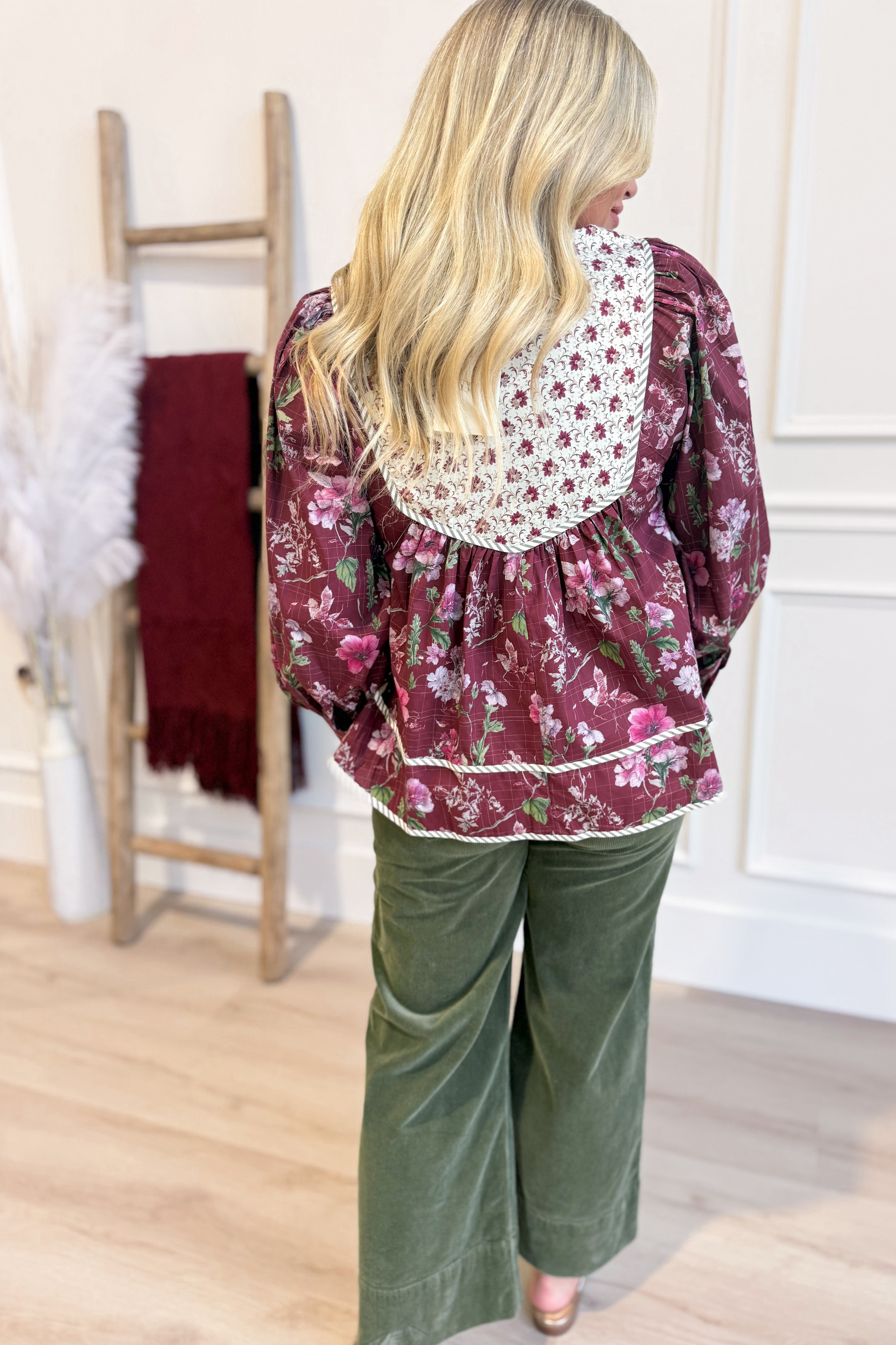 Rhonda Botanical Printed Blouse Top - Be You Boutique