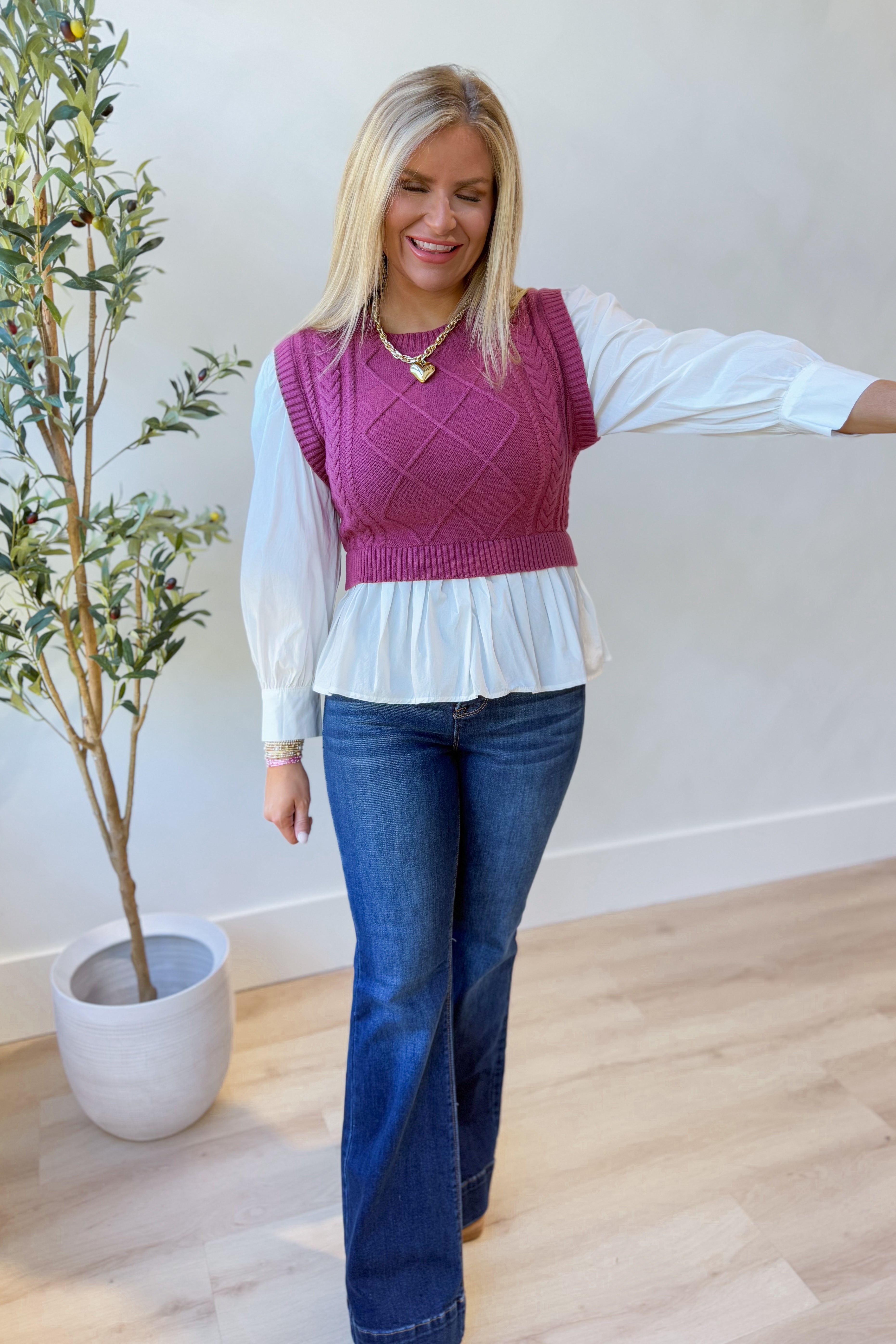 Luna Cable Knit Long Sleeve Sweater Top - Be You Boutique