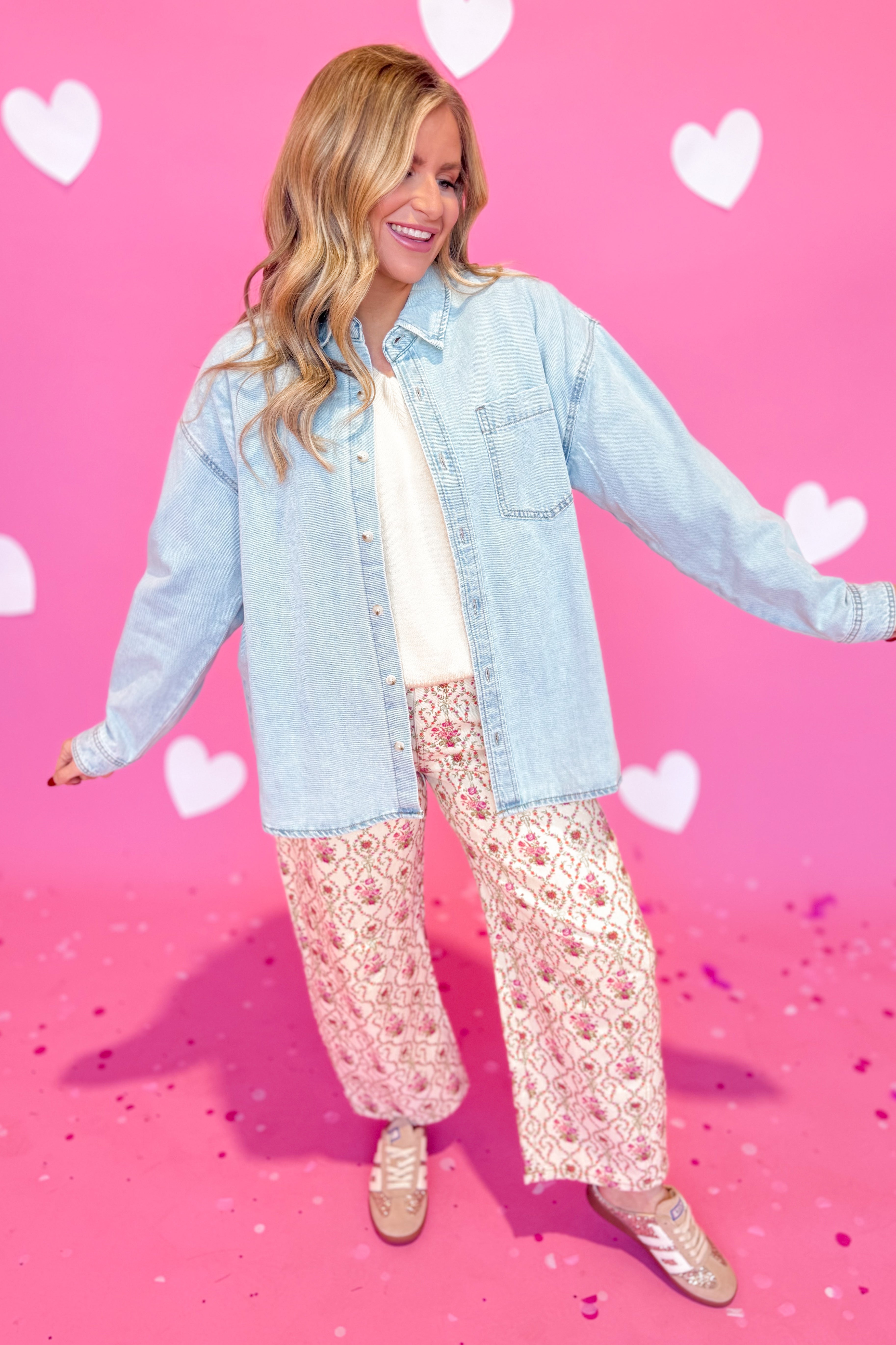 Conrad Denim Long Sleeve Button Down Top - Be You Boutique