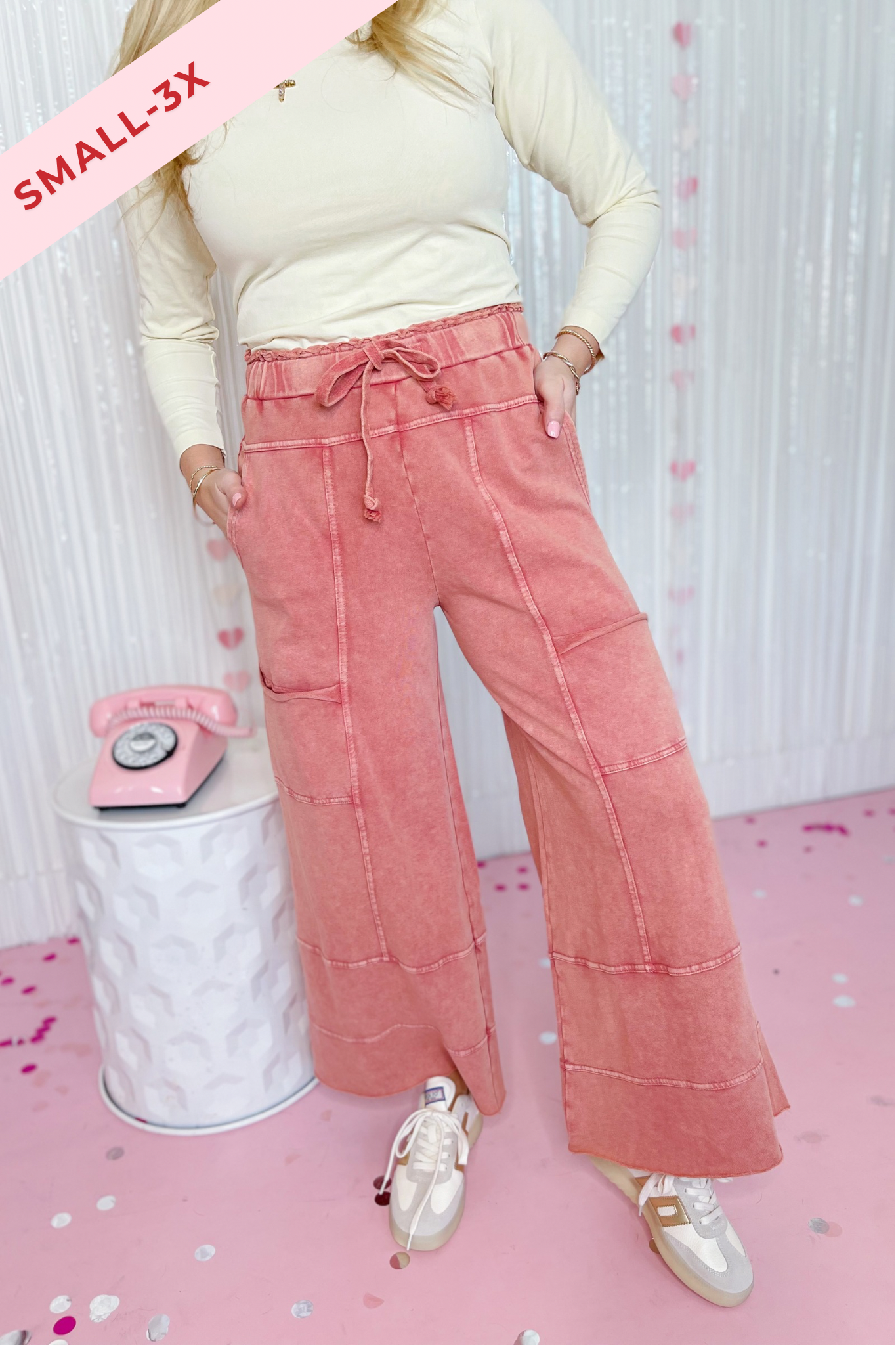 Bradley Mineral Washed Terry Knit Wide Leg Pants - Be You Boutique